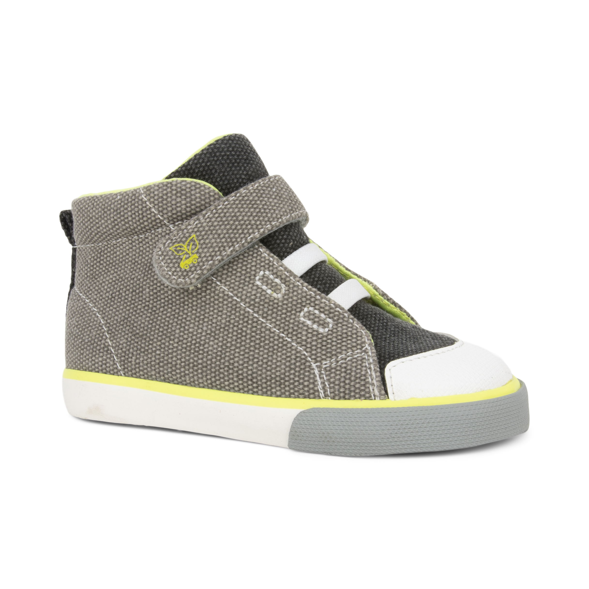 See Kai Run - Belmont Recycled High Top Sneakers for Little Kids, Gray/Lime, Toddler 5