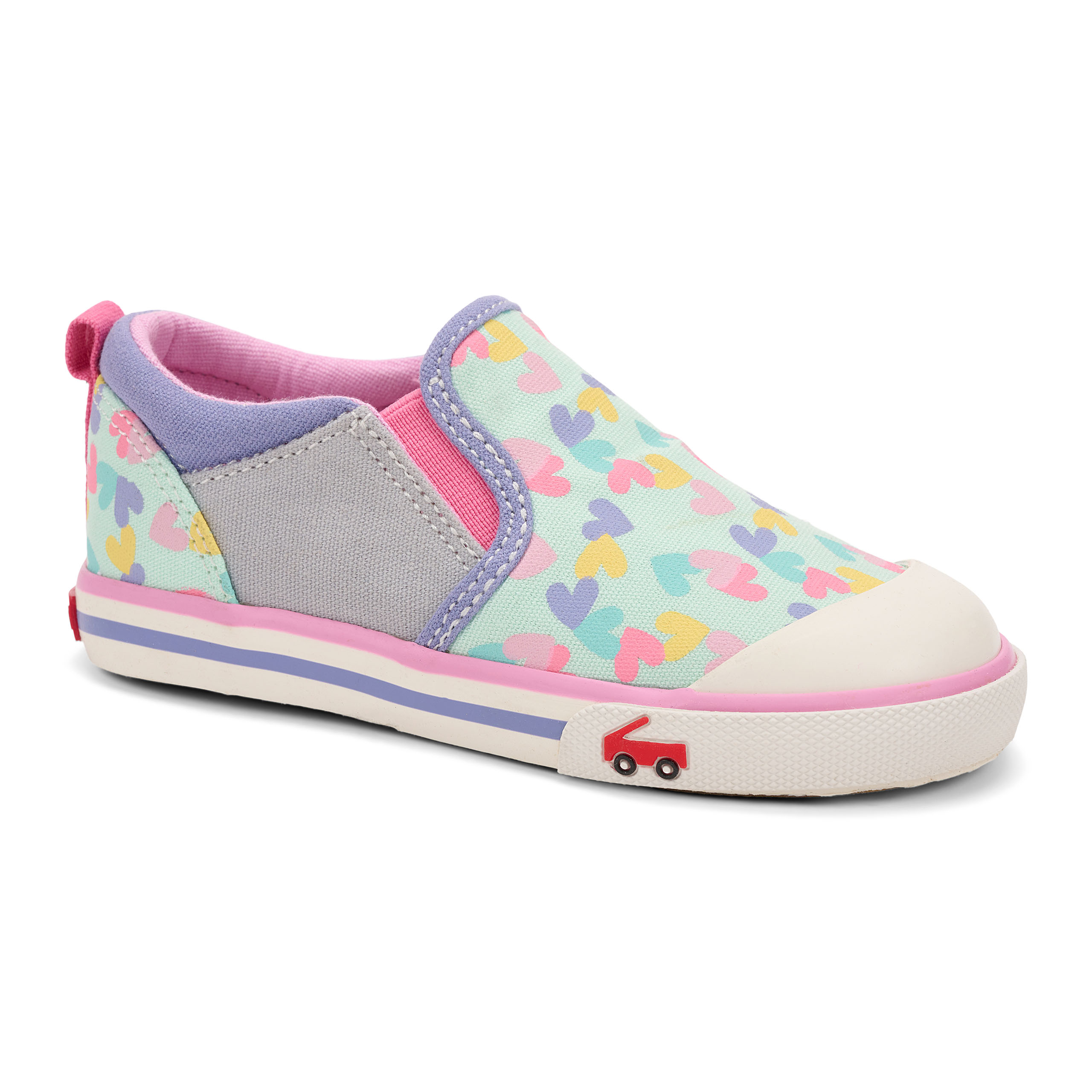 See Kai Run - Italya Slip-on Sneaker for Toddlers, Mint/Hearts, 9