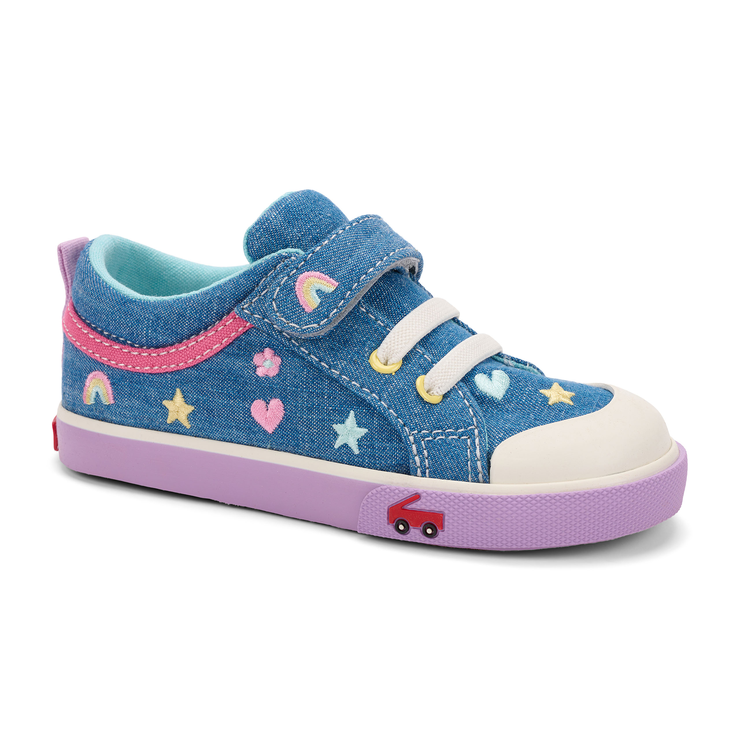 See Kai Run - Kristin Sneaker for Toddlers, Chambray/Happy, 7