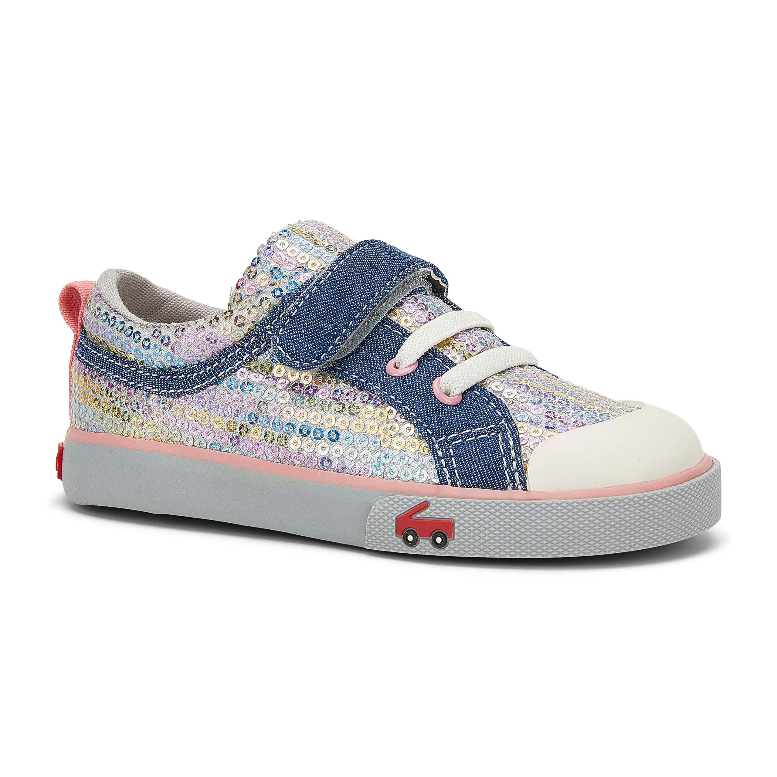 See Kai Run, Kristin Sneakers for Kids, Chambray/Sequins, 4 M Toddler
