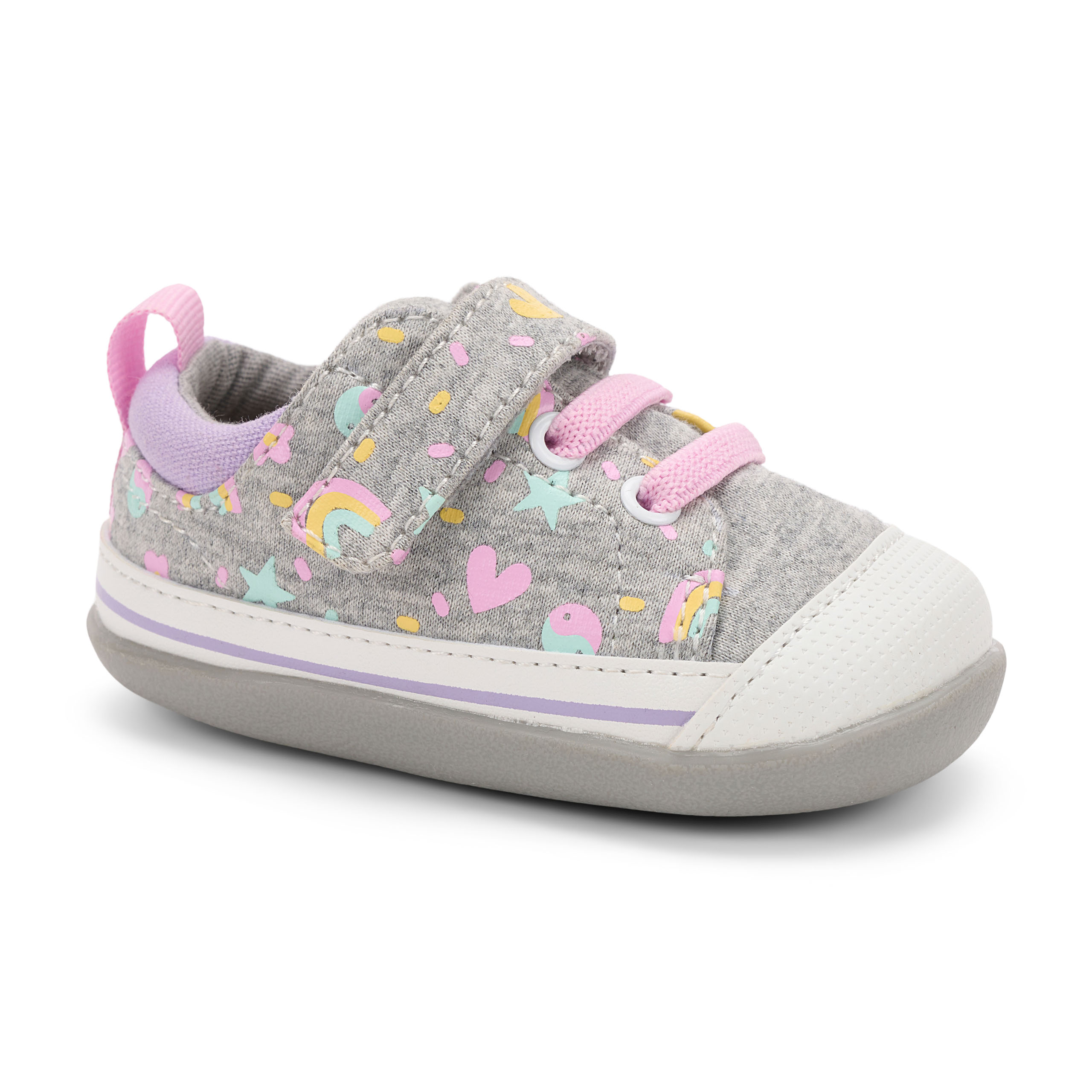 See Kai Run - Stevie II Sneaker for Infants, Gray Jersey/Happy, 3
