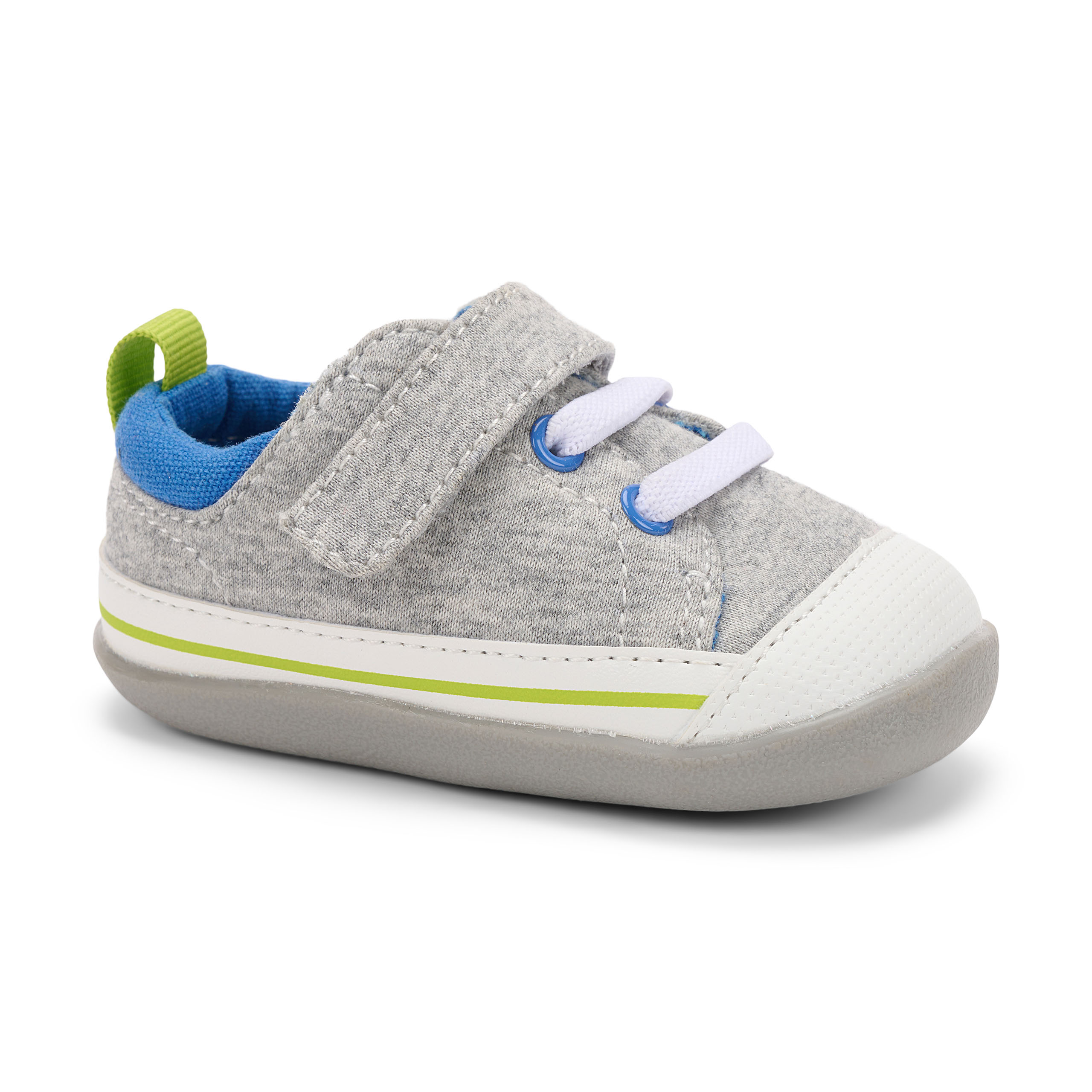 See Kai Run - Stevie II Sneaker for Little Kids, Gray Jersey/Lime, Infant 3