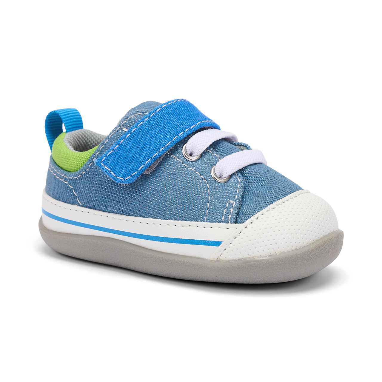 See Kai Run - Stevie II First Walker Shoe for Infants, Light Blue Denim, 3