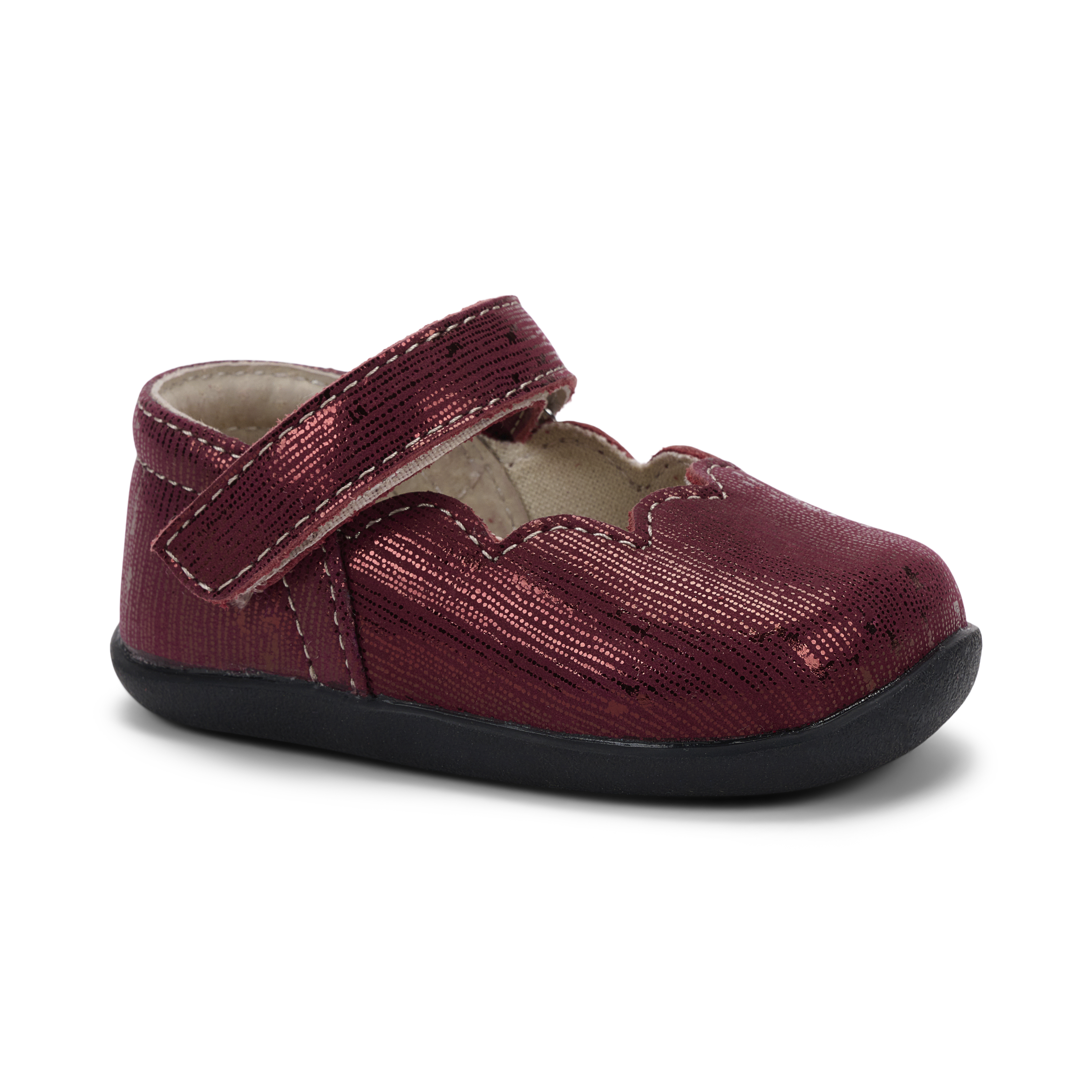 See Kai Run - Susie Mary Jane Shoe forInfants, Burgundy Metallic, Infant 3