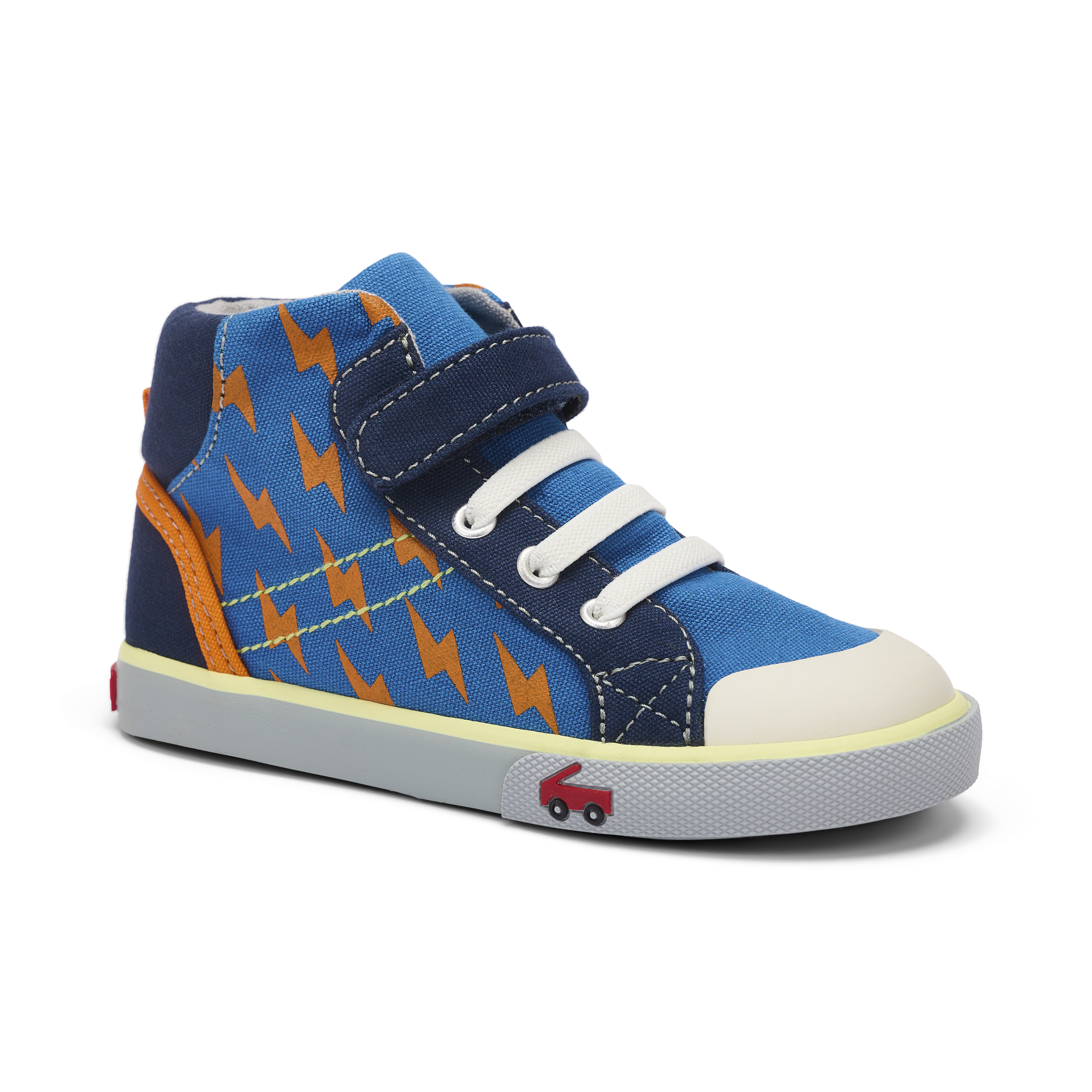 See Kai Run - Dane Sneaker for Toddlers, Blue/Bolts, 4