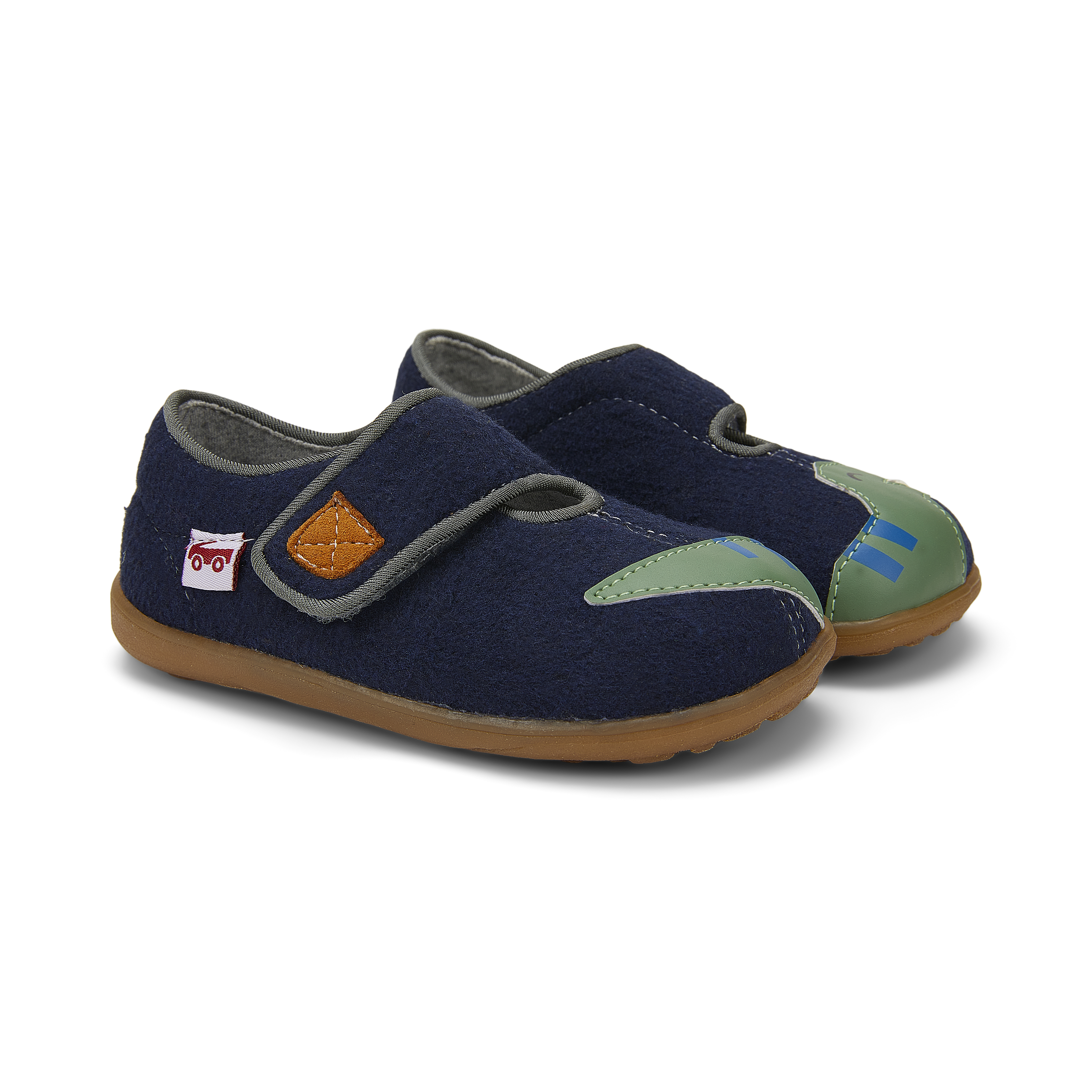 See Kai Run Cruz II - Easy-On Felted Wool Slippers for Little Kids - Navy Dino, Toddler 6