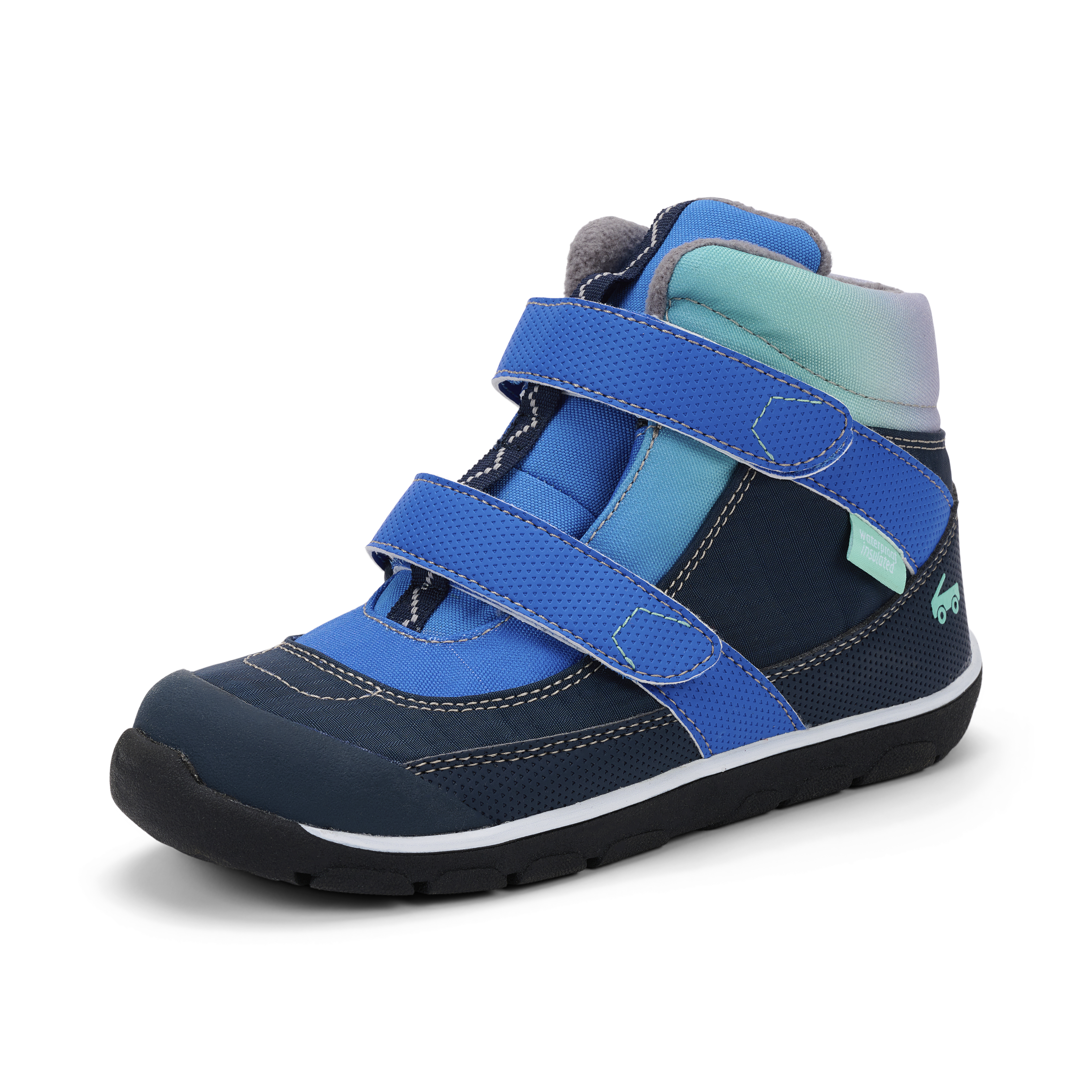 See Kai Run, Belmont Recycled High Top Sneakers for Kids, Gray/Lime, 6