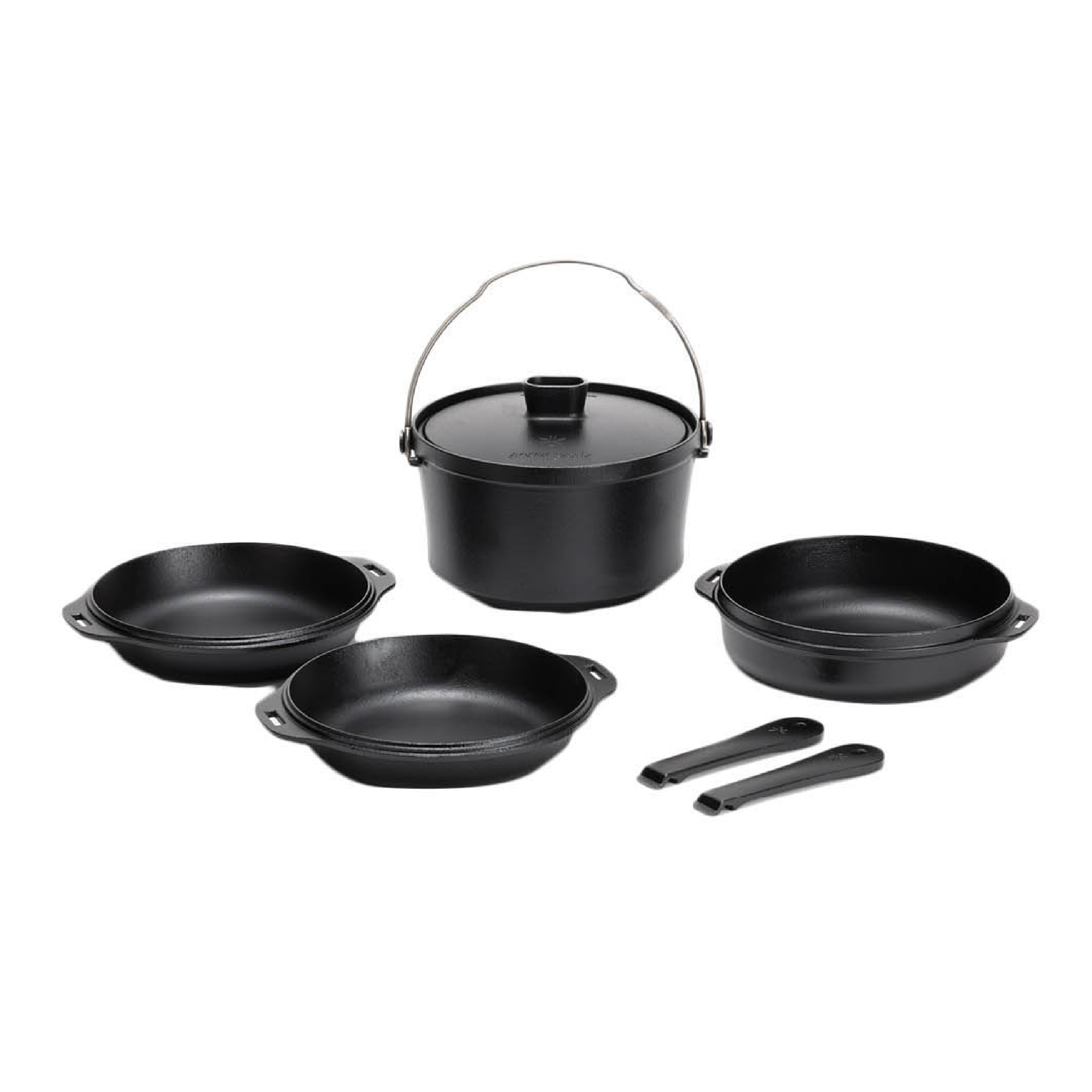 Snow Peak Cast Iron Duo - All-in-One Cook Set - Pot, Lid, Skillet, Plates, Handles, Storage Case