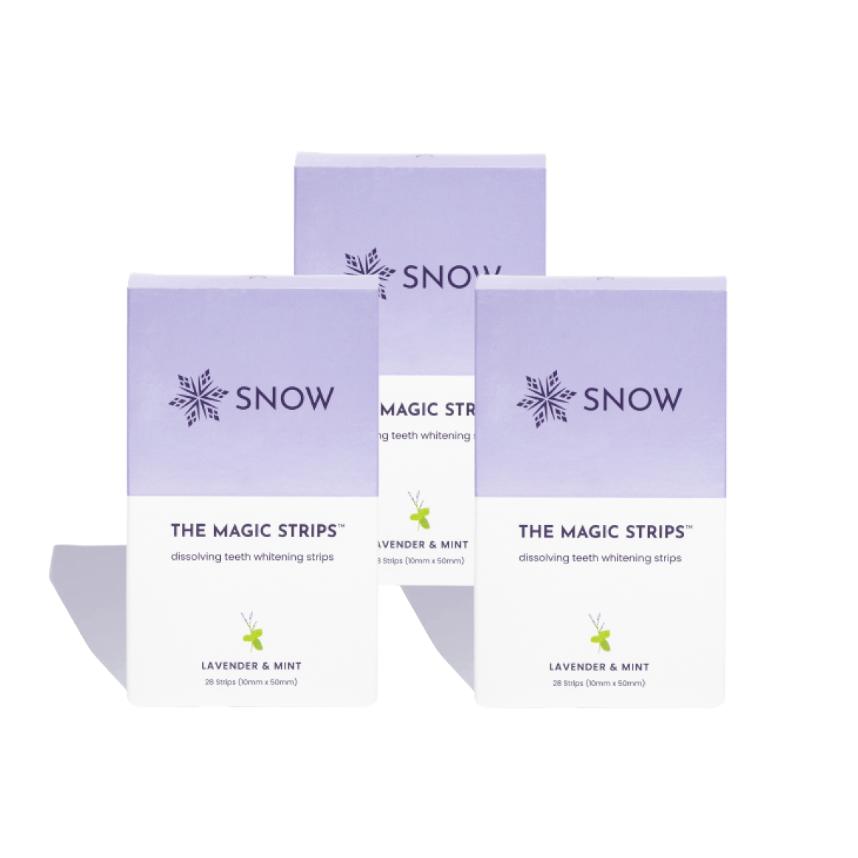 SNOW The Magic Strips - Safe for Enamel Dissolving Teeth Whitening Strips - Mess-Free Portable Teeth Whitener for Oral Care with Lavender & Mint Flavor, Whitening Strips for Teeth, 3 Packs (28 Strips)