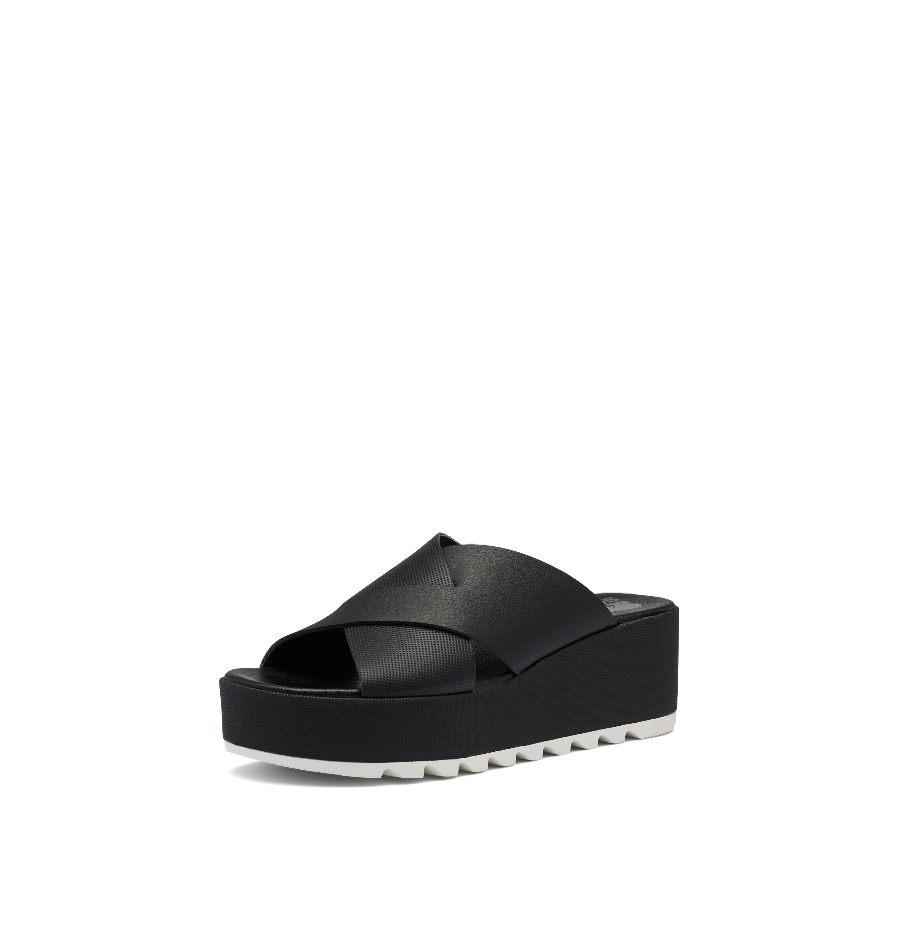 SOREL Women's Cameron Flatform Mule Sandals - Black, Sea Salt - Size 11