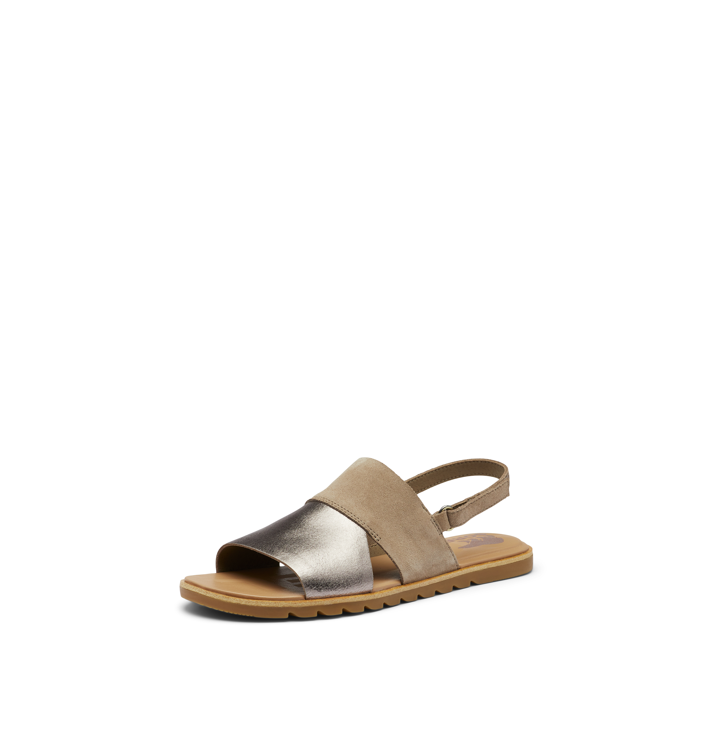 SOREL Women's Ella II Slingback Sandals - Ash Brown, Chalk - Size 9