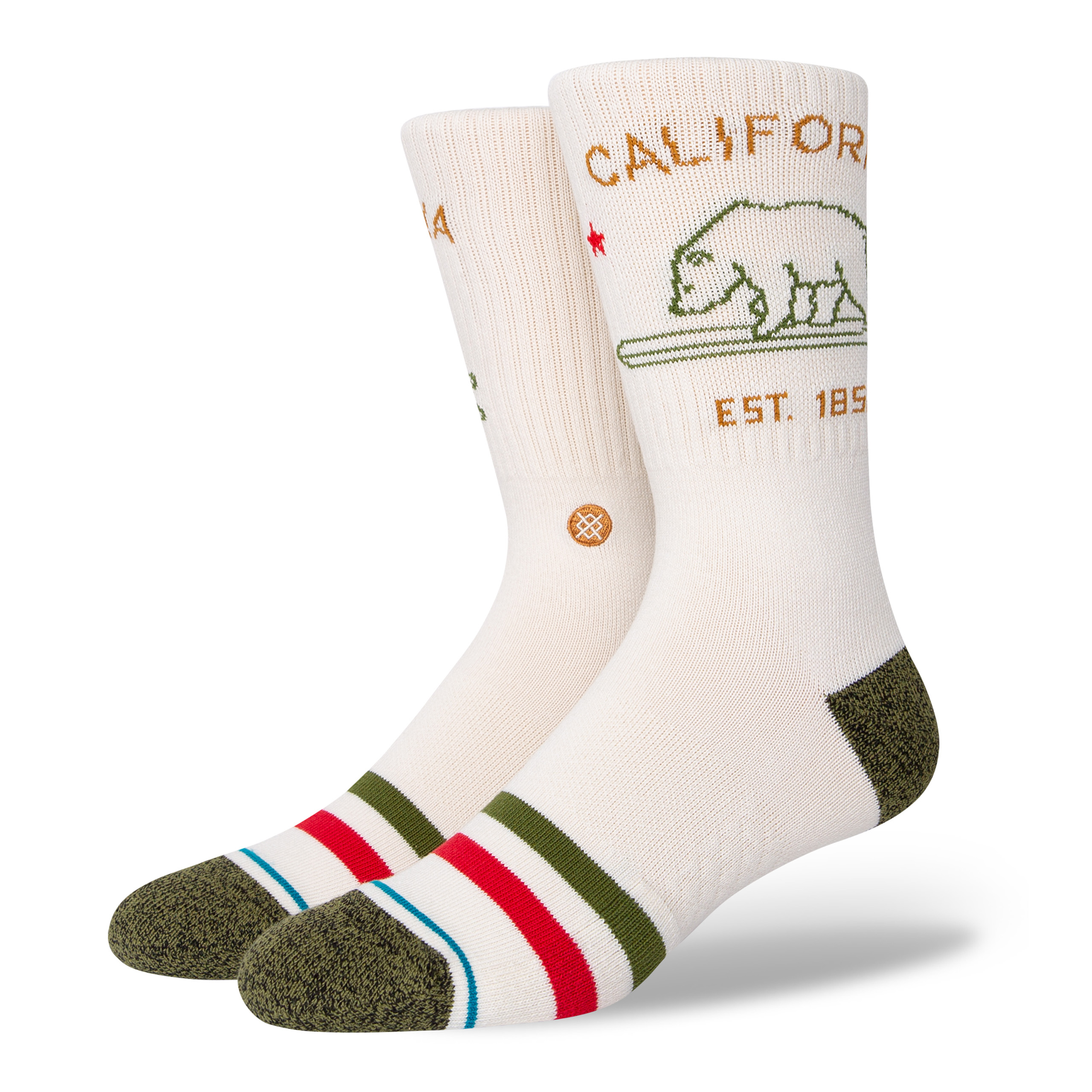 Stance Crew California Republic 2 Socks (Large, Off White)