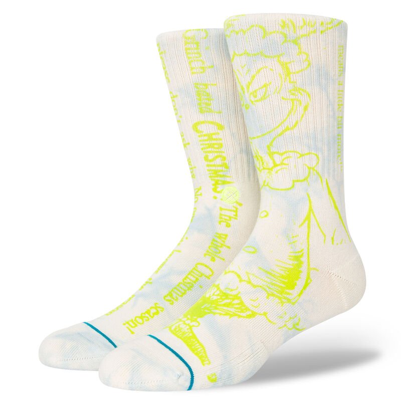 Stance Merry Grinchmas Crew Socks (Large, Offwhite)