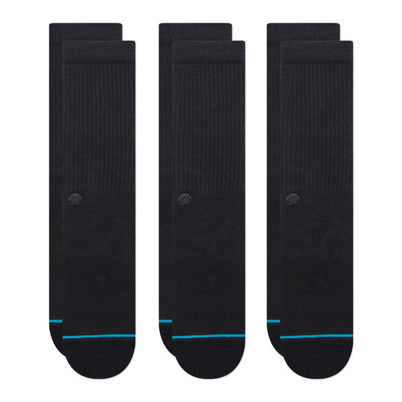 Stance Shelter 3 Pack Crew Socks (Medium, Black)