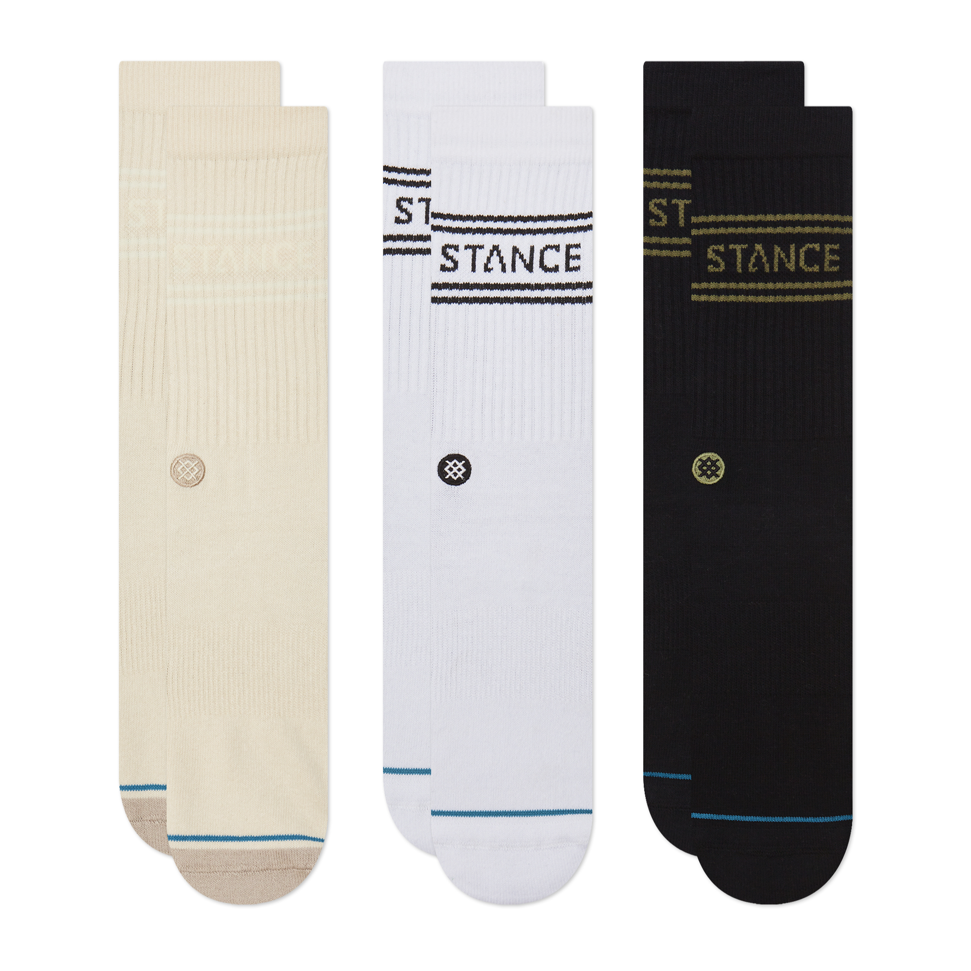 Stance Basic 3 Pack Crew (Medium,Oatmeal)
