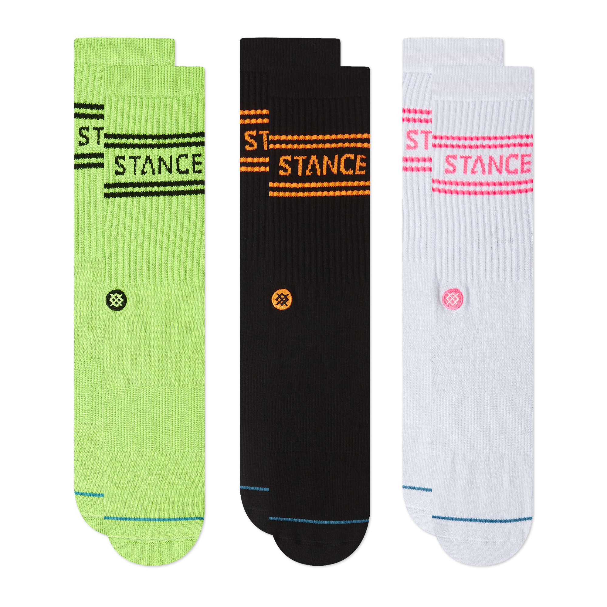 Stance Basic 3 Pack Crew Socks (Medium, Volt)