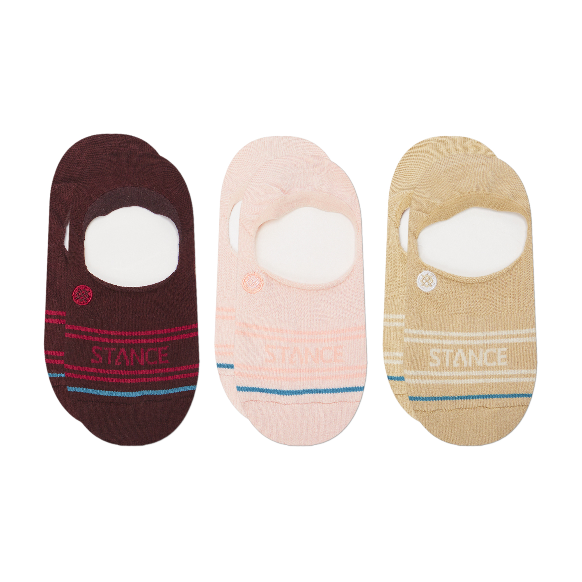 Stance Basic 3 Pack No Show Socks (Small, Burgundy)