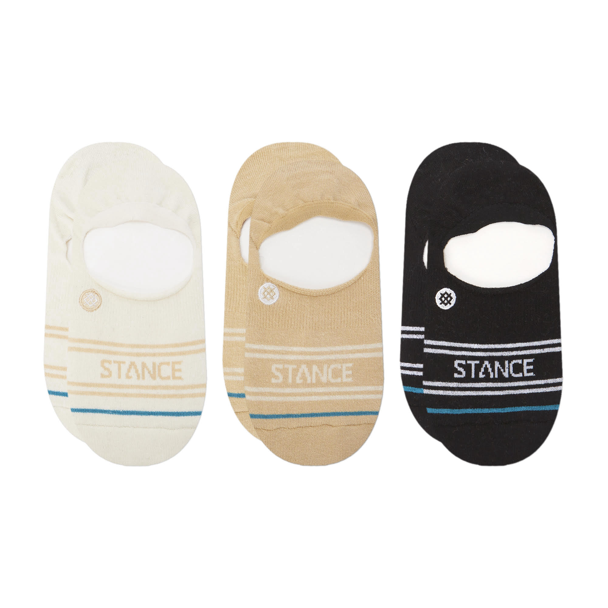 Stance Basic 3 Pack No Show Socks (Small, Cream)