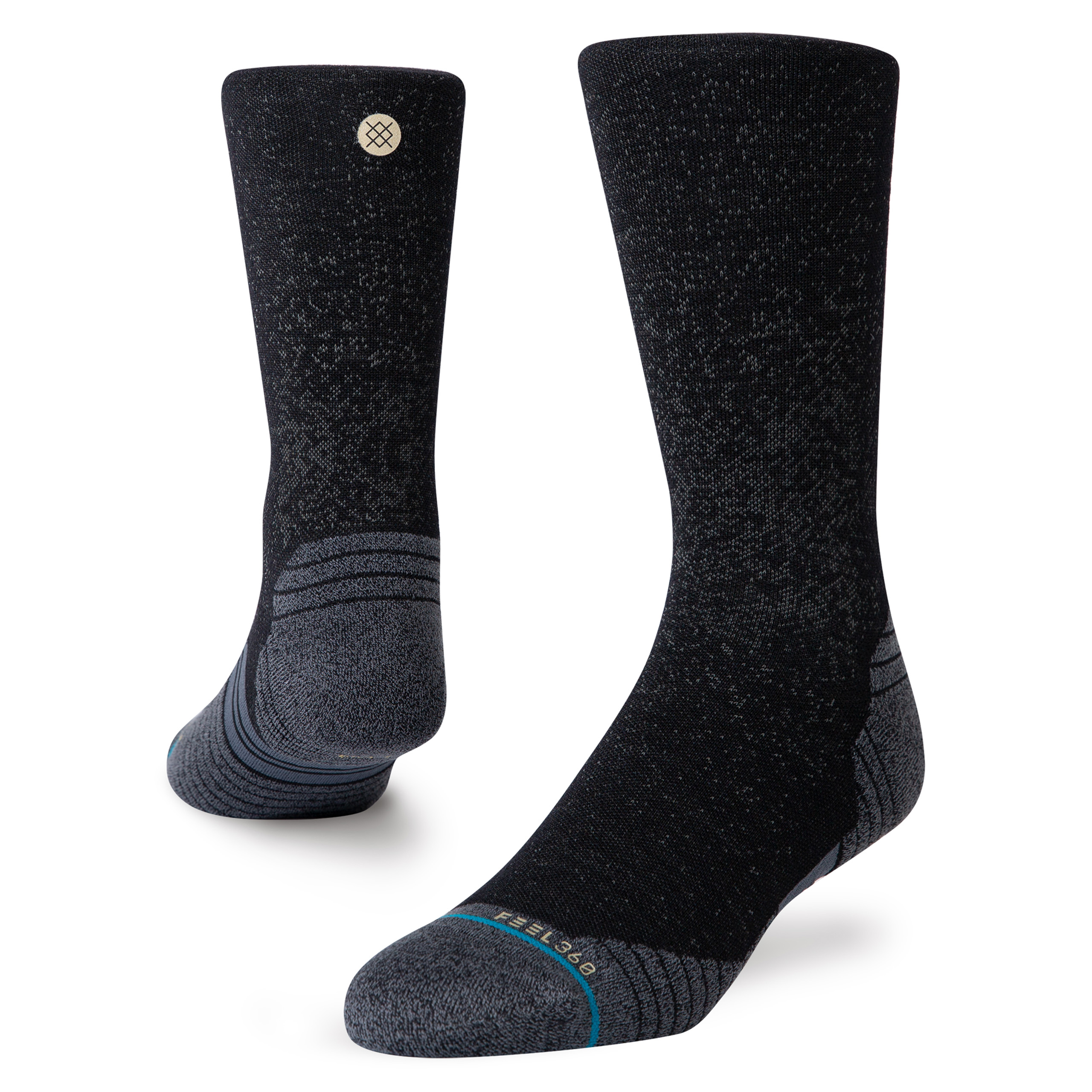 Stance Run Wool Crew St Socks (Medium, Black)