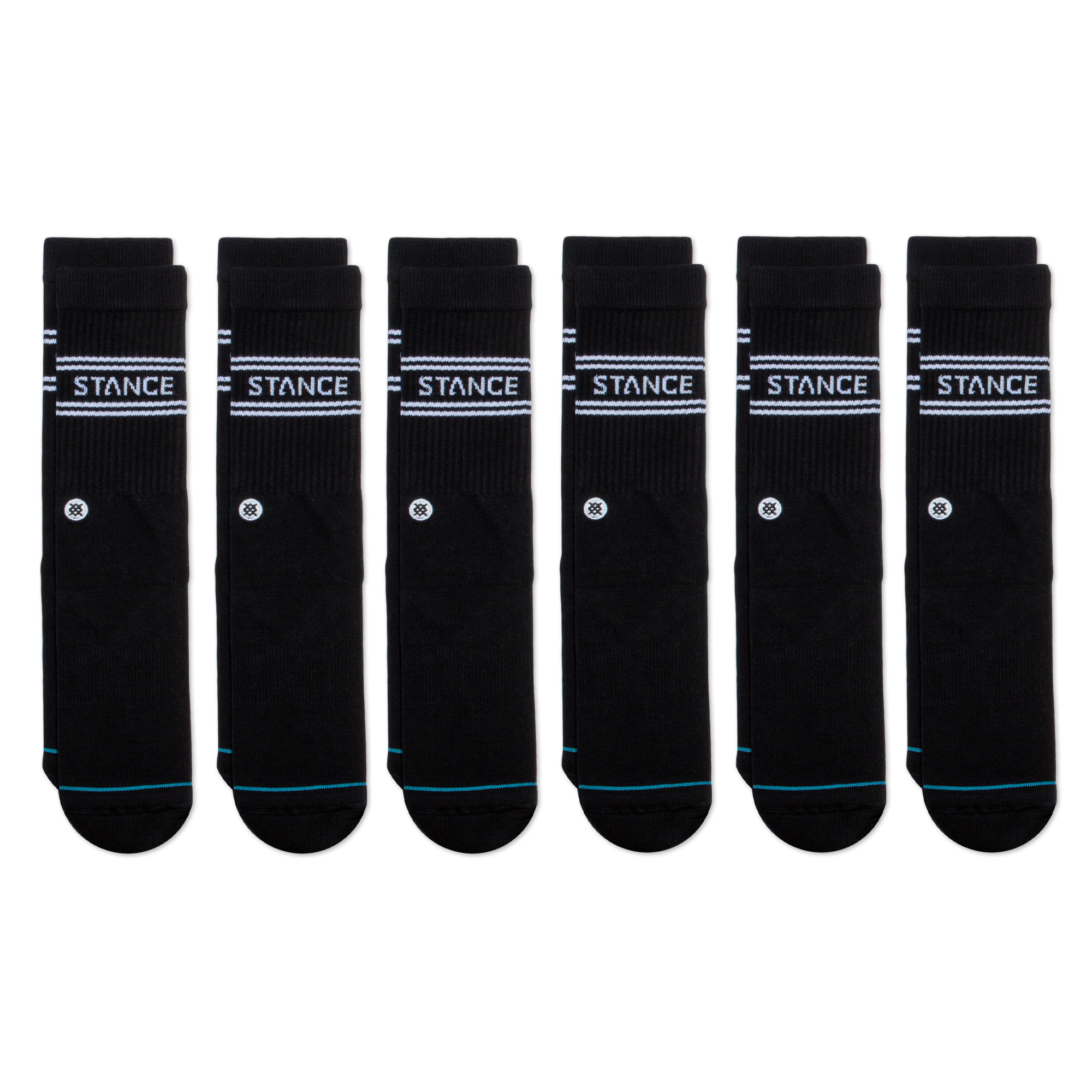 Stance Basic Crew Socks [6 Pack] (Large, Black)