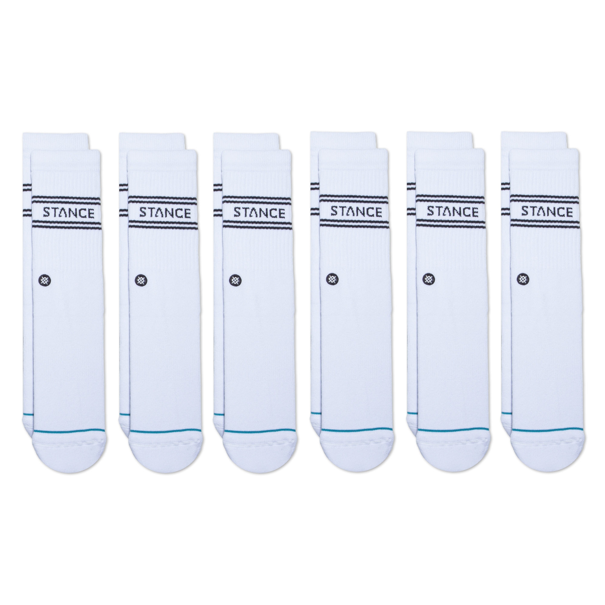 Stance Basic Crew Socks [6 Pack] (Large, White)