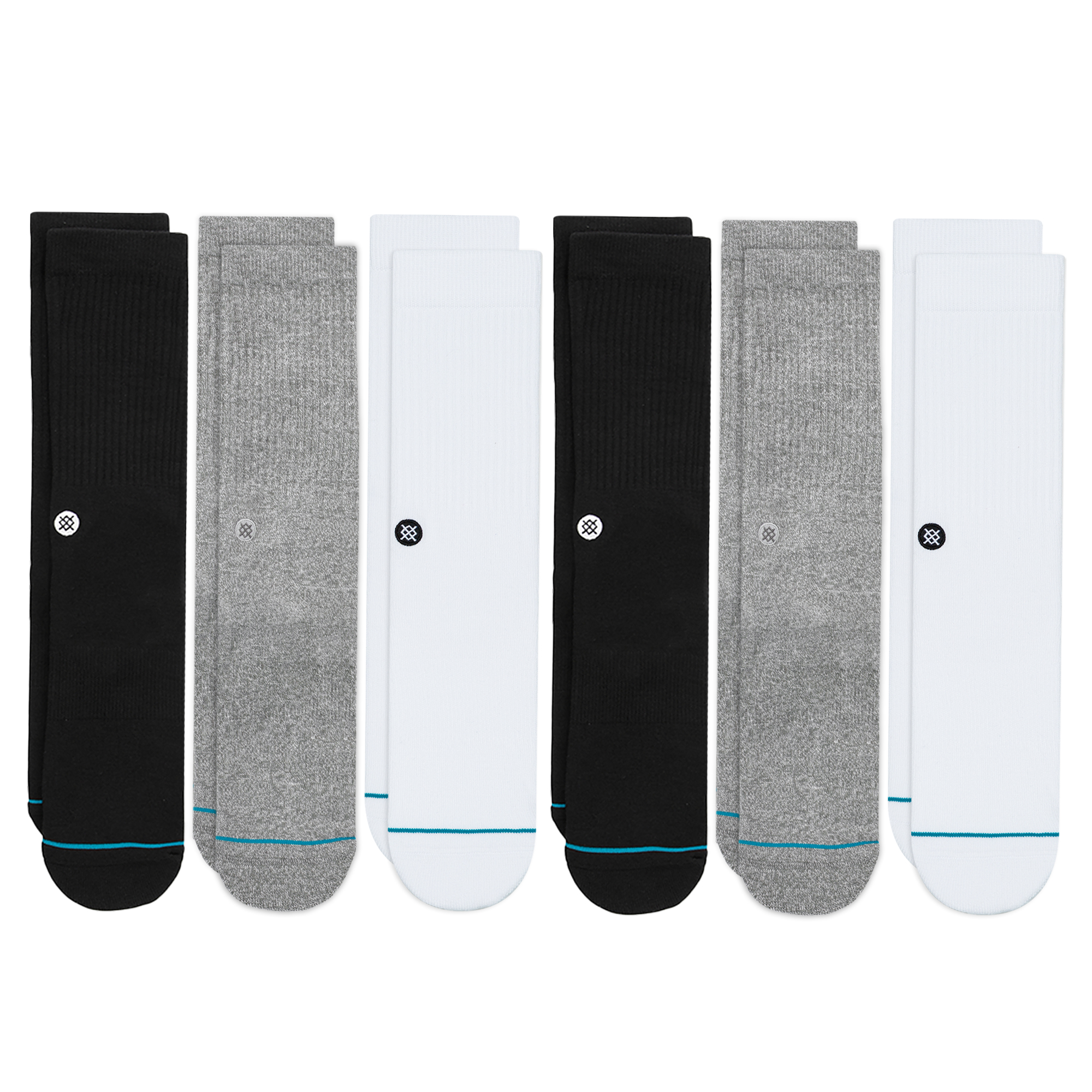 Stance Icon Crew Socks [6 Pack] (Medium, Multi)