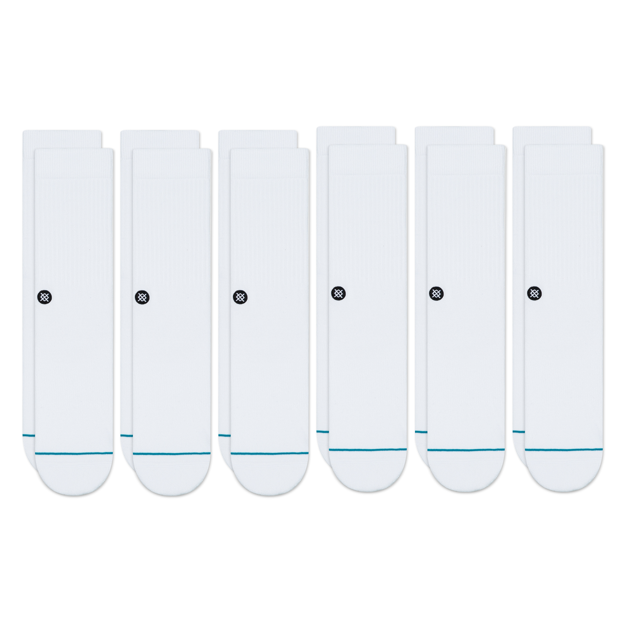 Stance Icon Crew Socks [6 Pack] (Large, White)