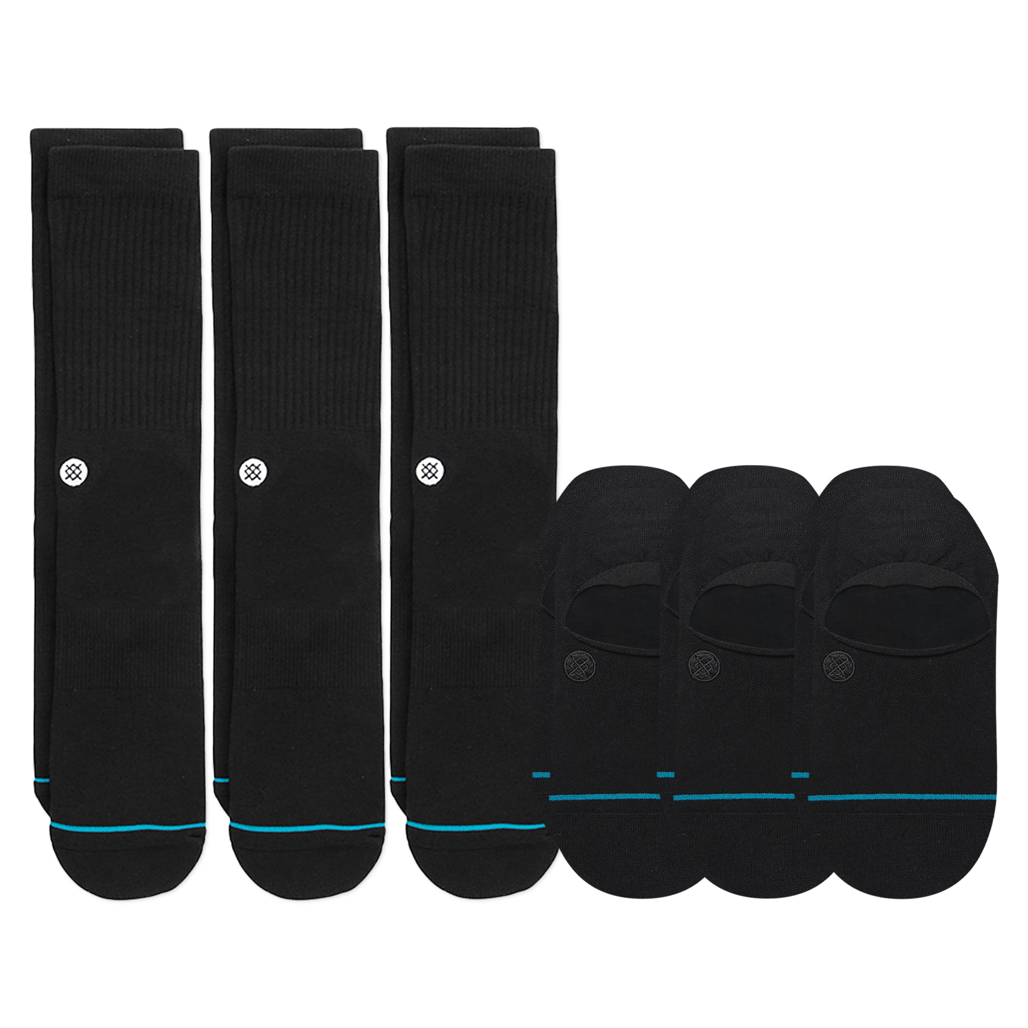 Stance Icon Mixed Socks [6 Pack] (Large, Black)