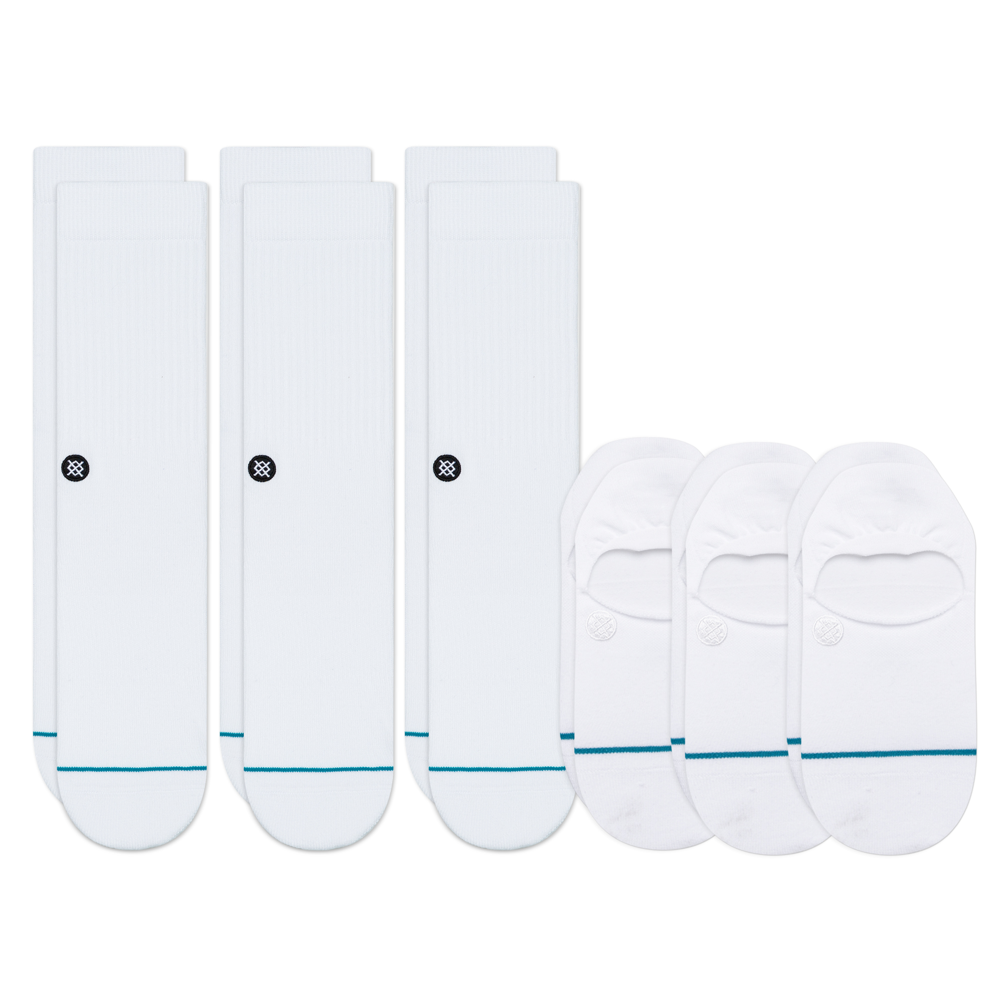 Stance Icon Mixed Socks [6 Pack] (Large, White)