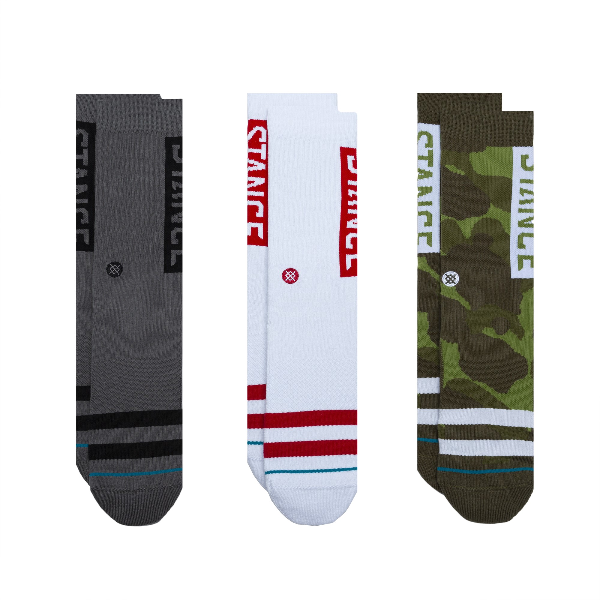 Stance Crew The OG Socks [3 Pack] (Medium, Camo)