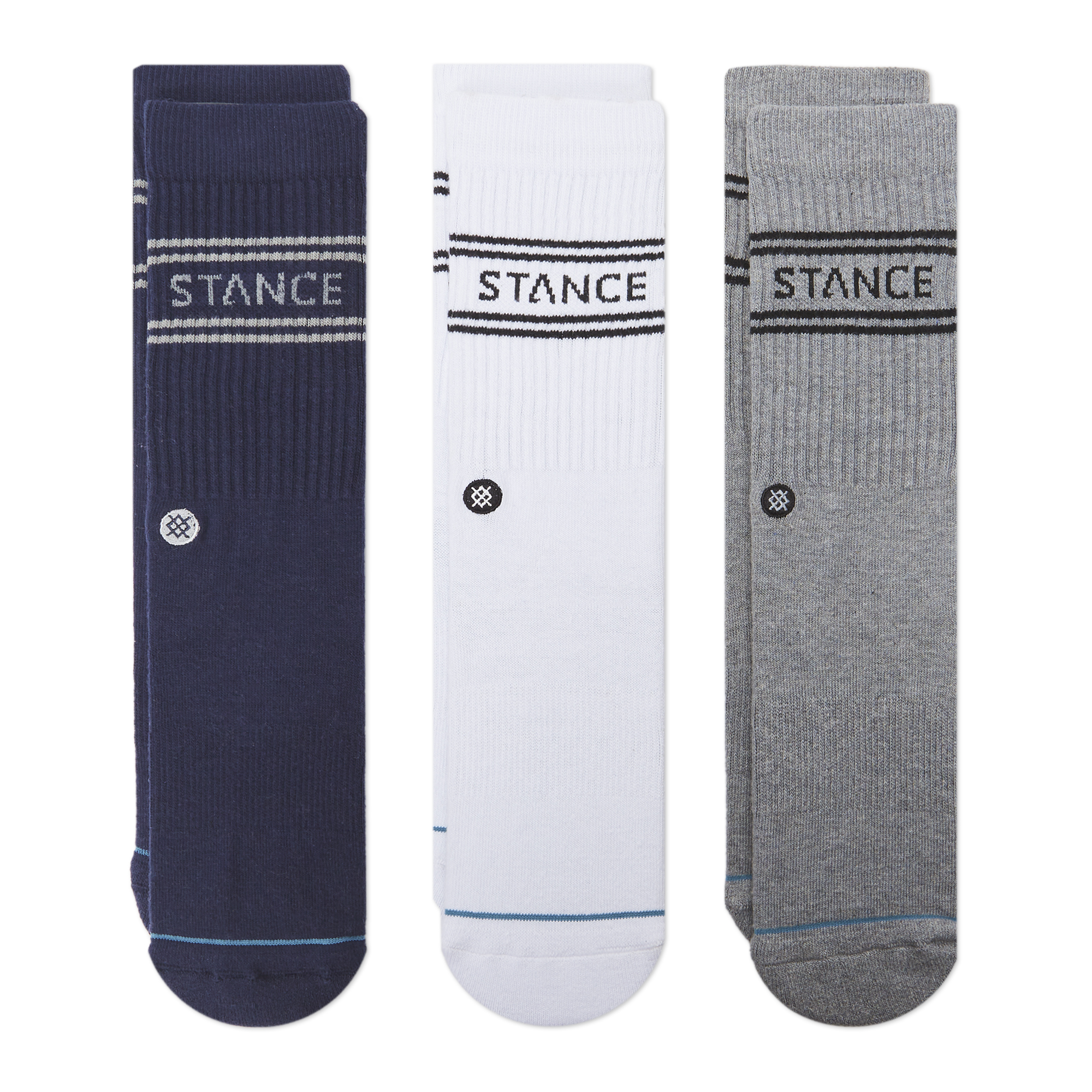 Stance Basic 3 Pack Crew Socks (Small, Navy)