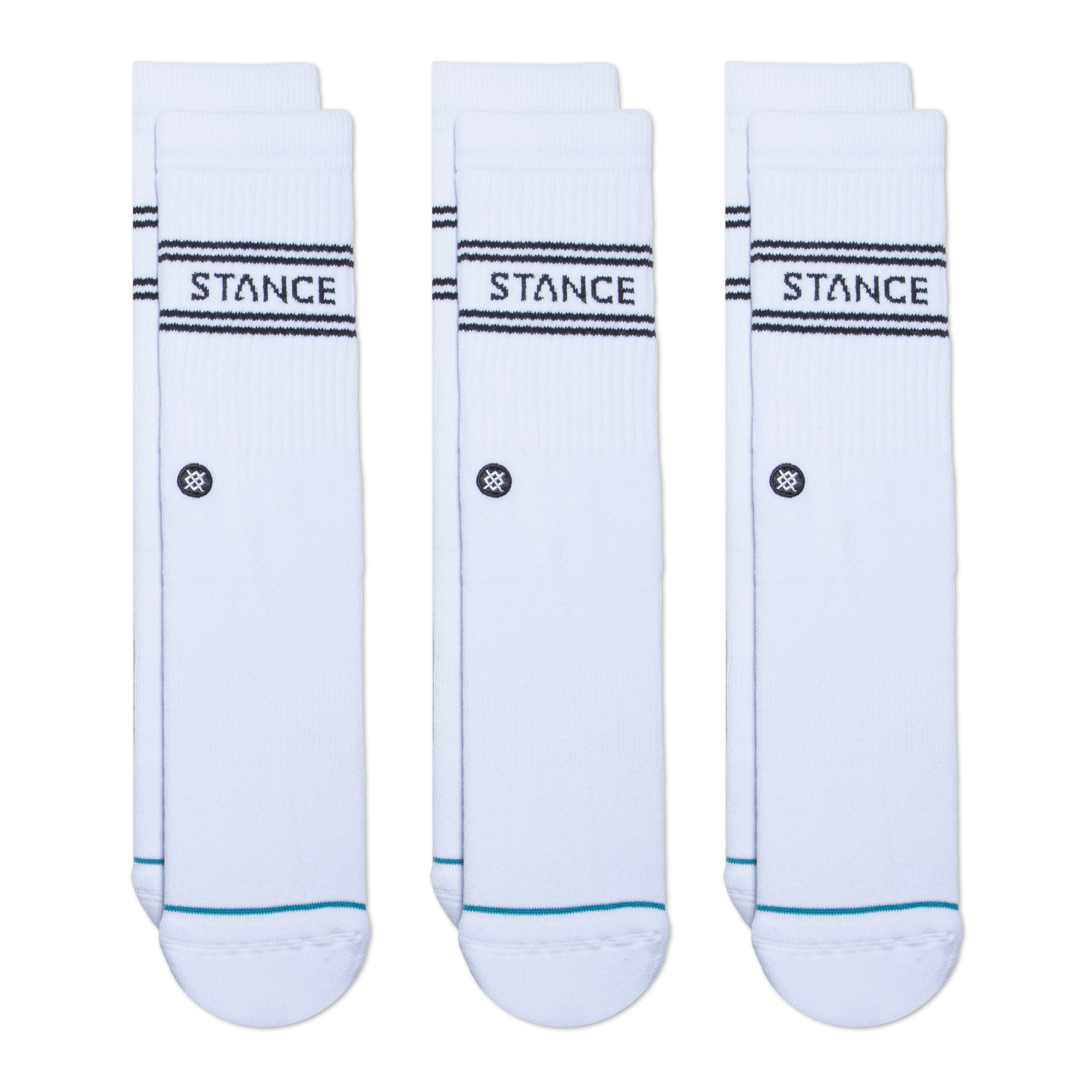 Stance Basic Crew Socks [3 Pack] (Small, White)