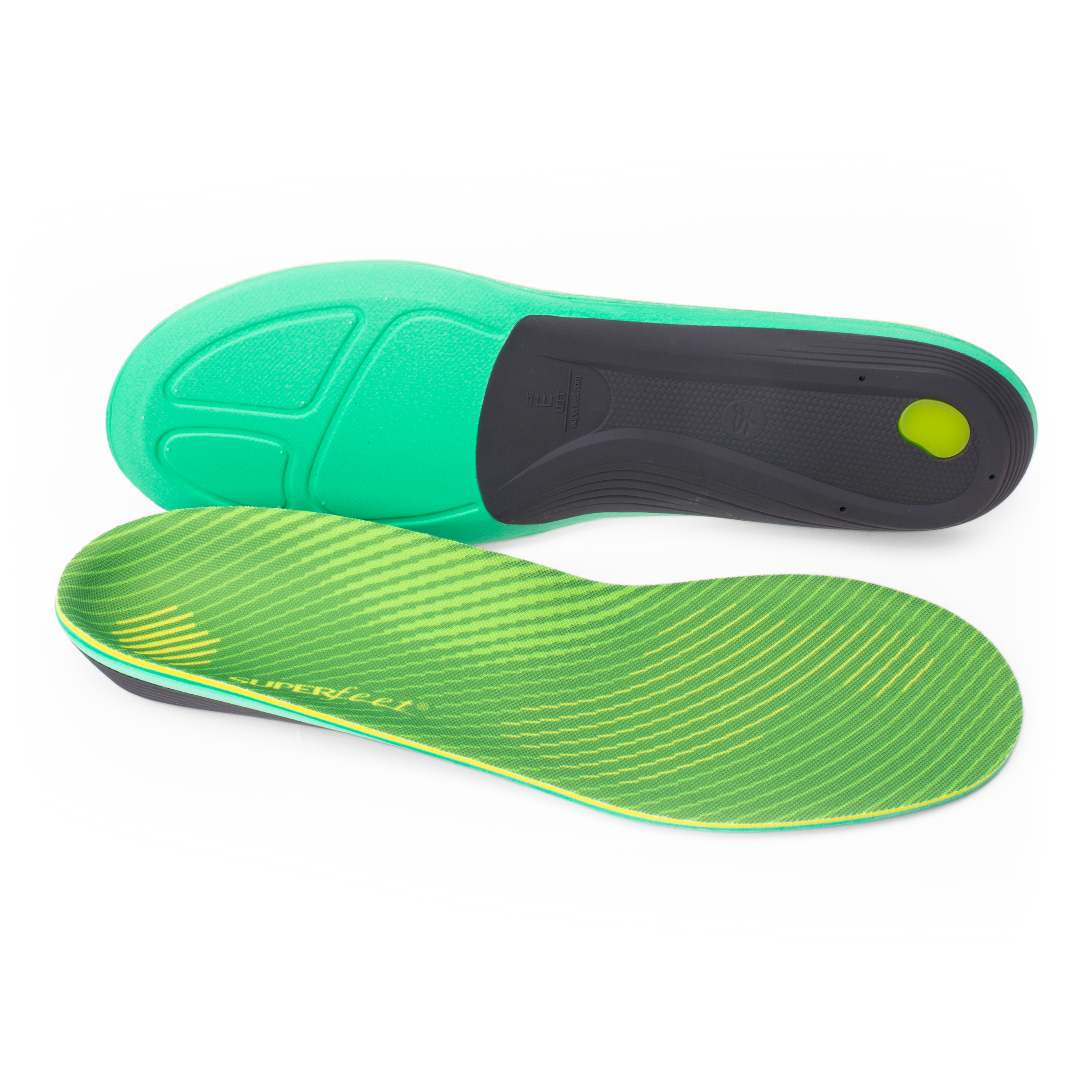 Superfeet Run Comfort Carbon Fiber Orthotic Inserts Thick-Cushion Insoles for Running Shoes with High Arch Support, Unisex, Citron, 2.5-5 Men / 4.5-6 Women