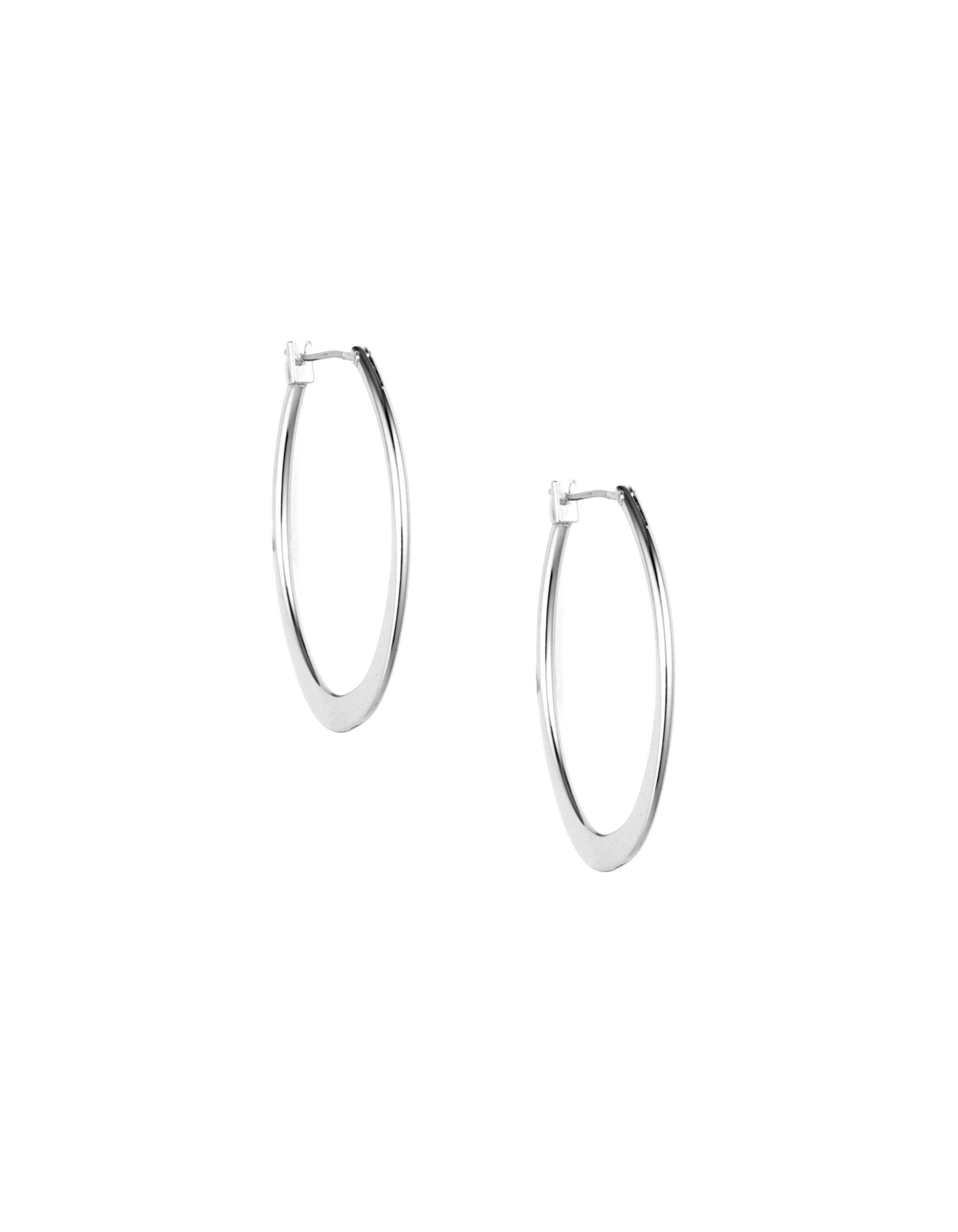 Anne Klein Classics Silvertone Large Oval Hoop Earrings