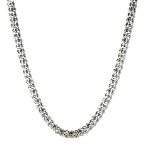 Anne Klein Silver-Tone Crystal Glass Tubular Pave Collar Necklace, 16