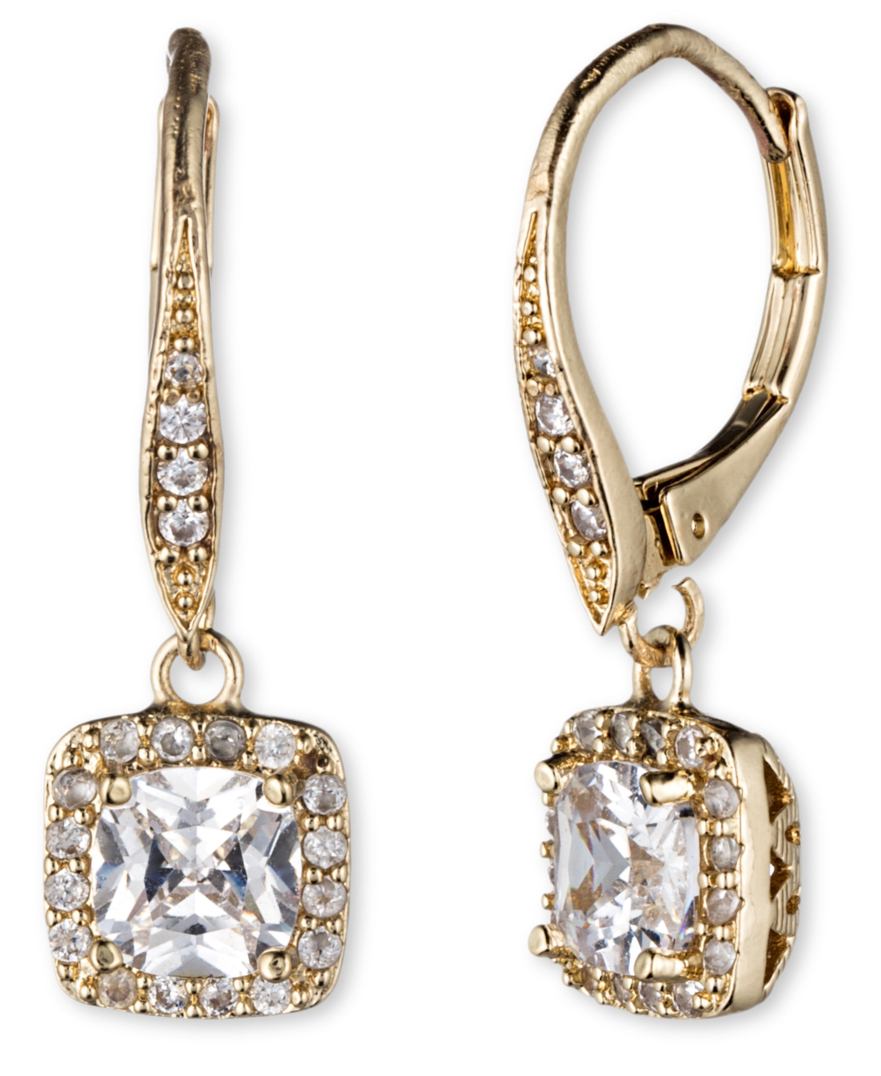 Anne Klein Flawless Goldtone and Cubic Zirconia Leverback Drop Earrings