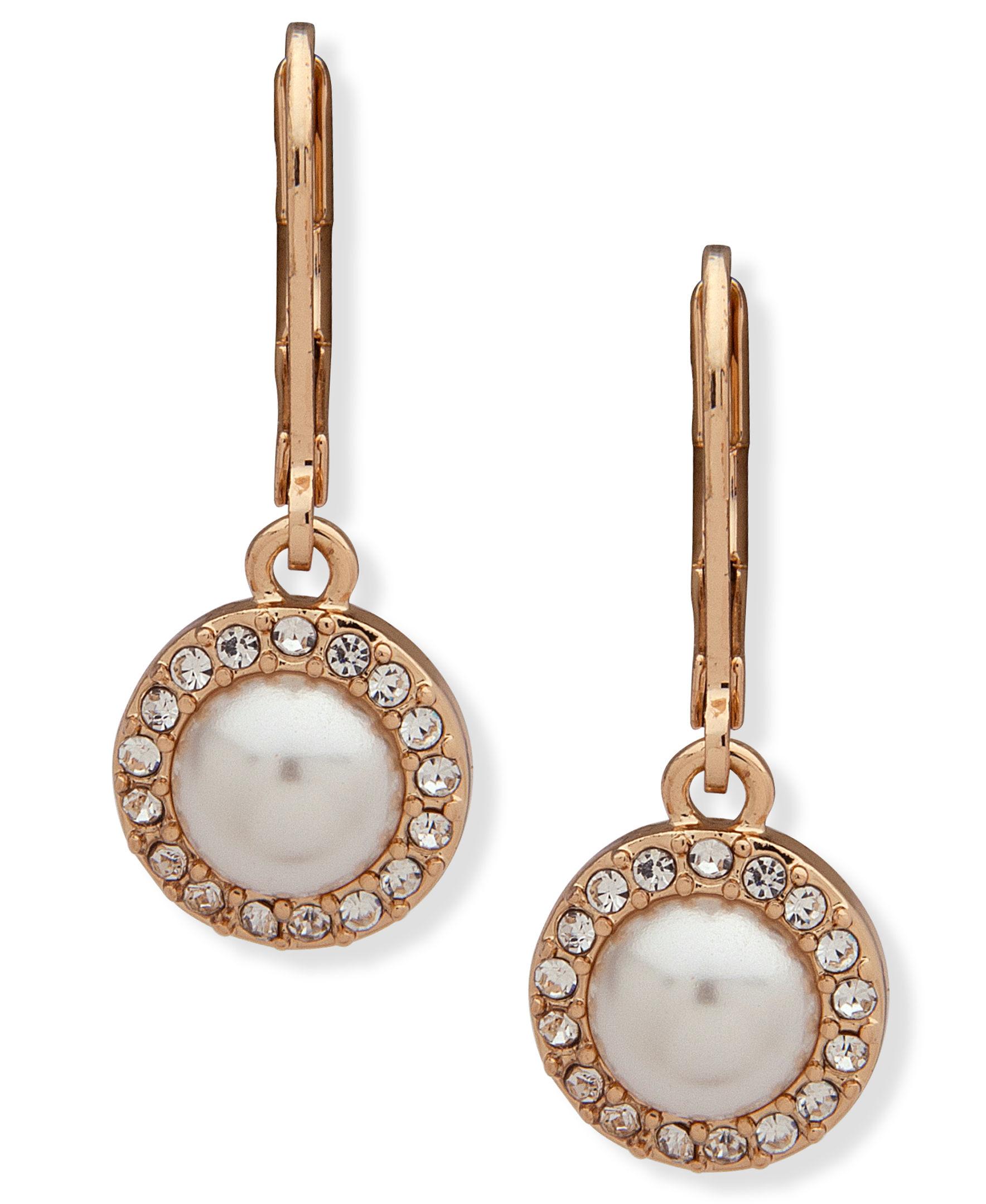 Anne Klein Women's White Pearl Halo Drop Earrings, Size: 0