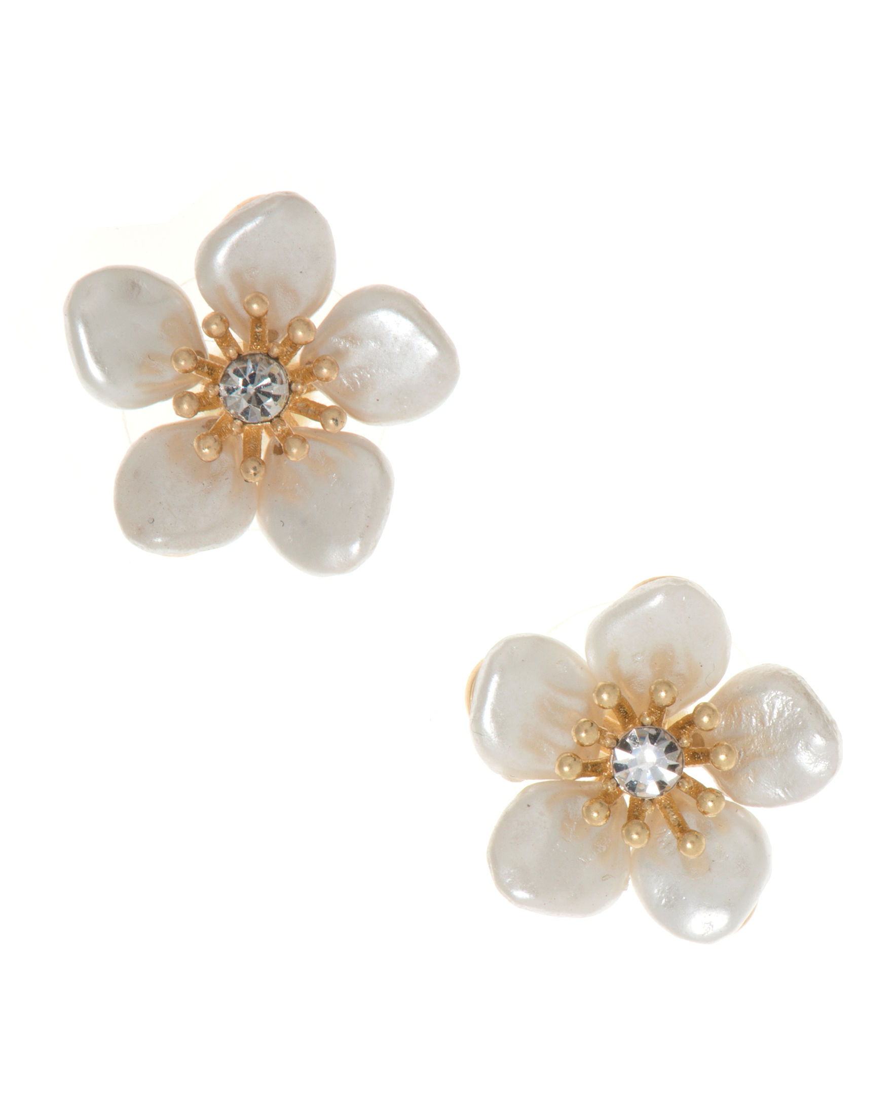 PE FLOWER STUD - GLD/WHITE
