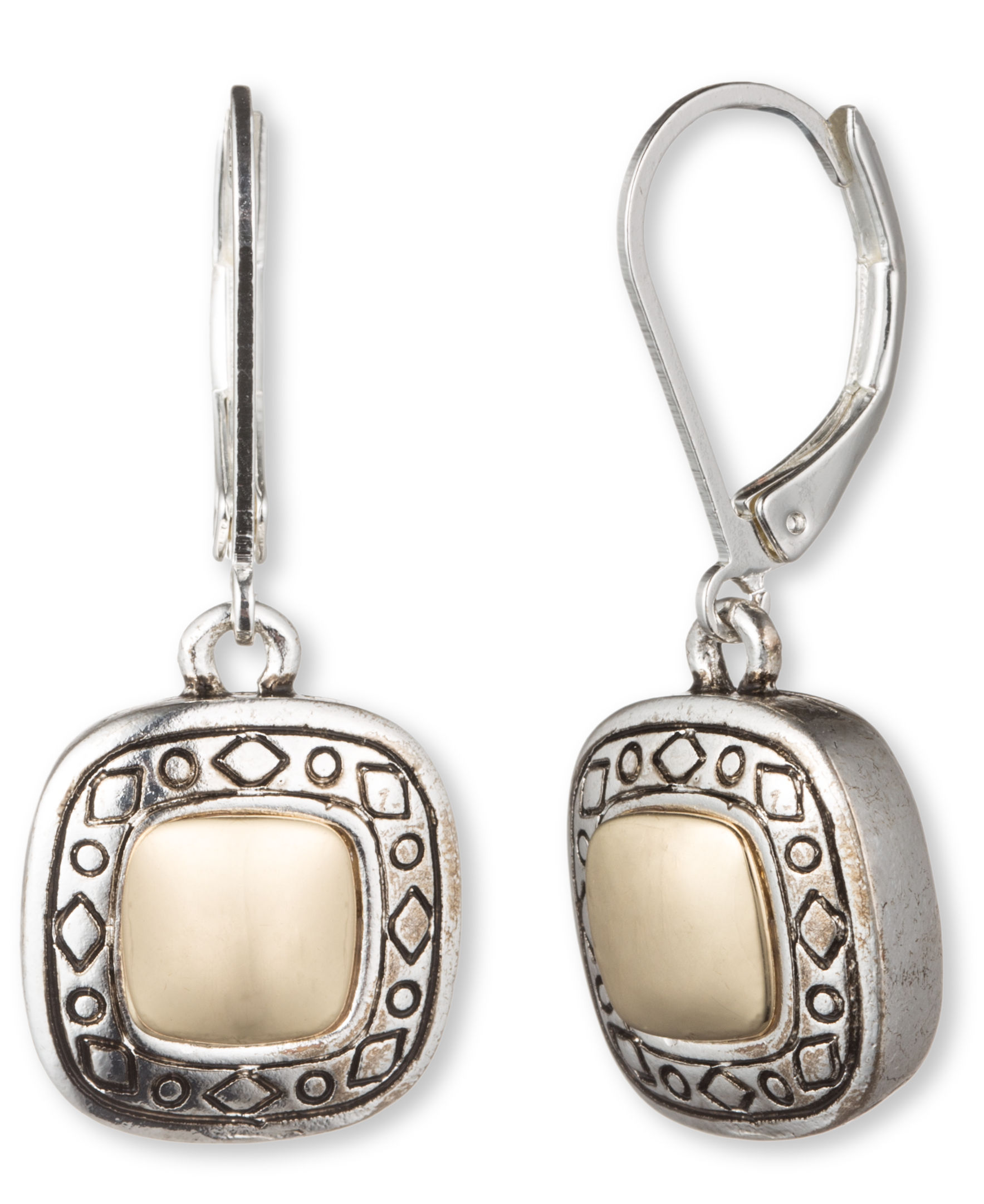 Napier Pattern Balance Two Tone Leverback Drop Earrings