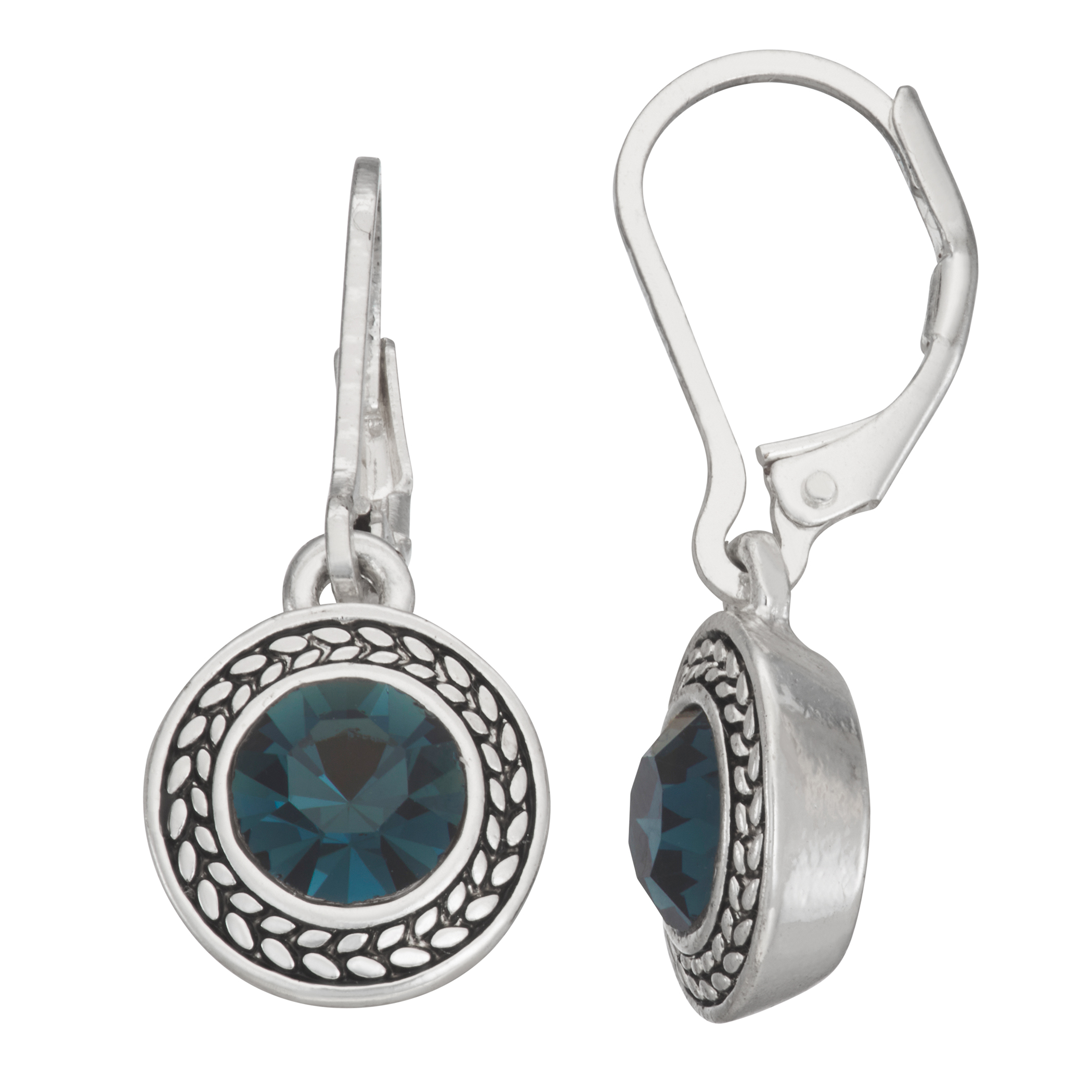 Napier Women's Color Declaration, Silver Tone Blue Crystal Glass Leverback Drop Earrings