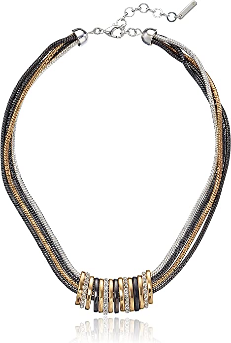 NINE WEST womens High Stakes Multi-Tone Frontal Slider Necklace, 16