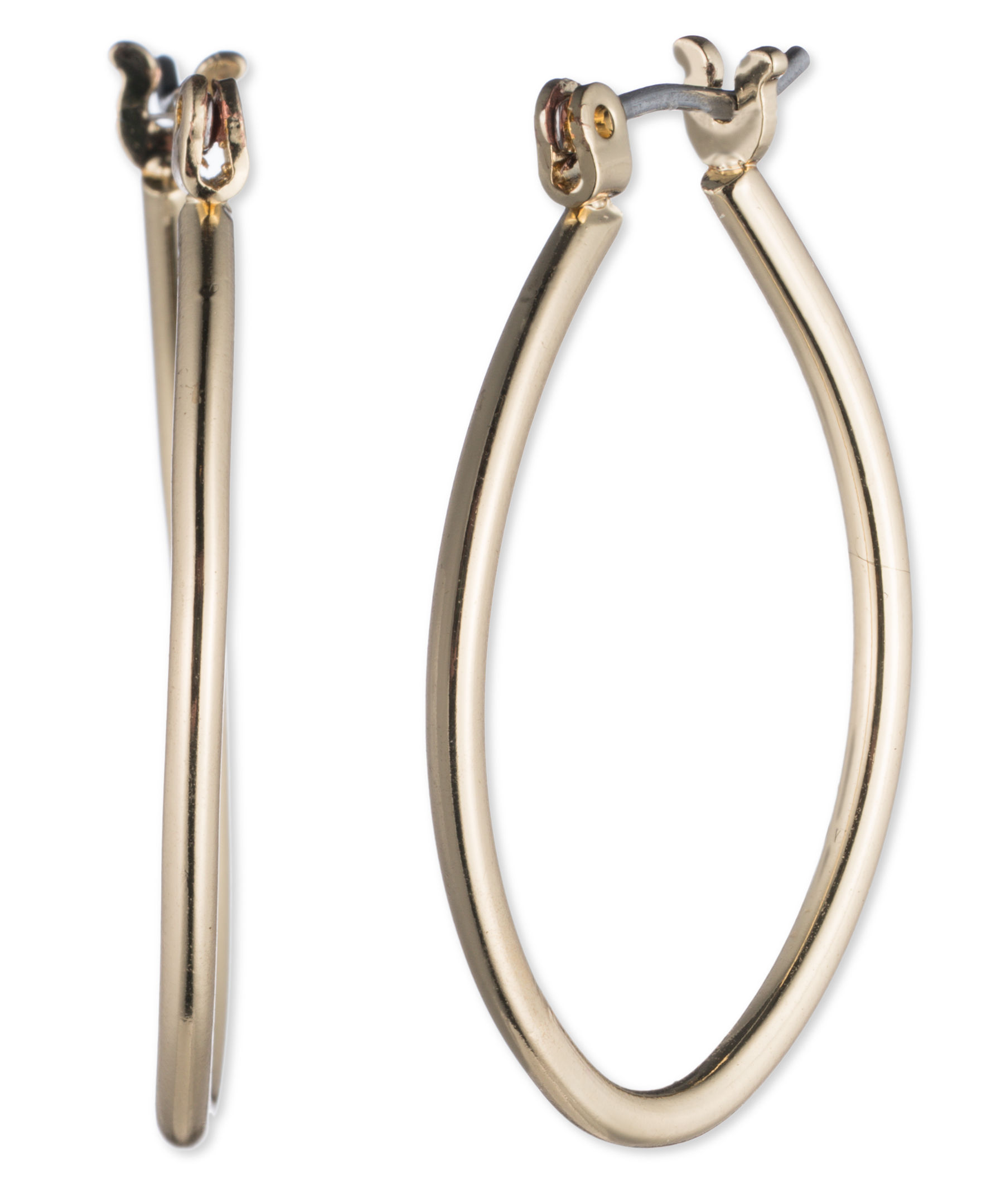 Nine West Women's Classics Gold Tone Teardrop Hoop Earrings