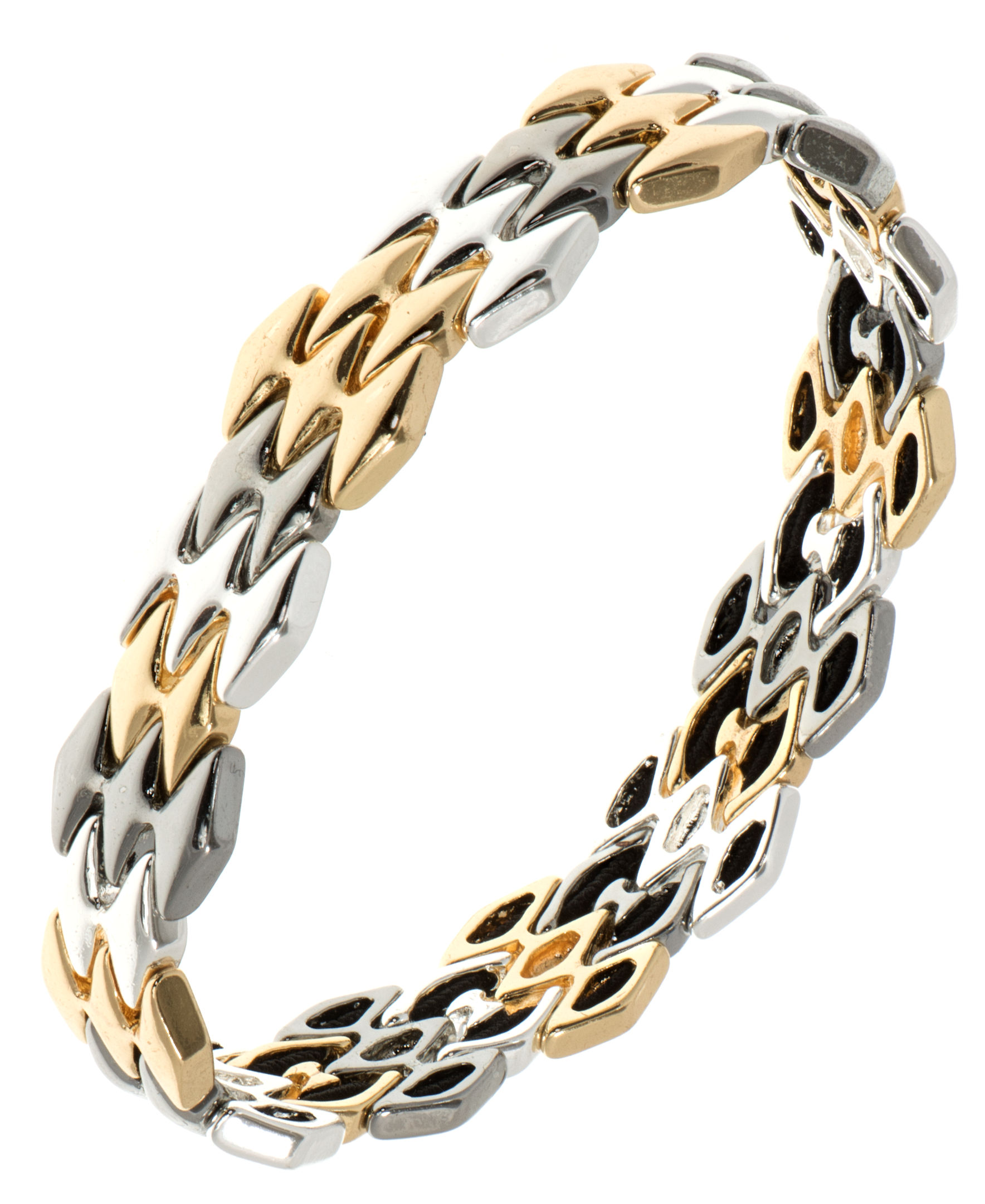NINE WEST Boxed Geometric Stretch Bracelet, Silver/Gold/Hematite Tri-Tone
