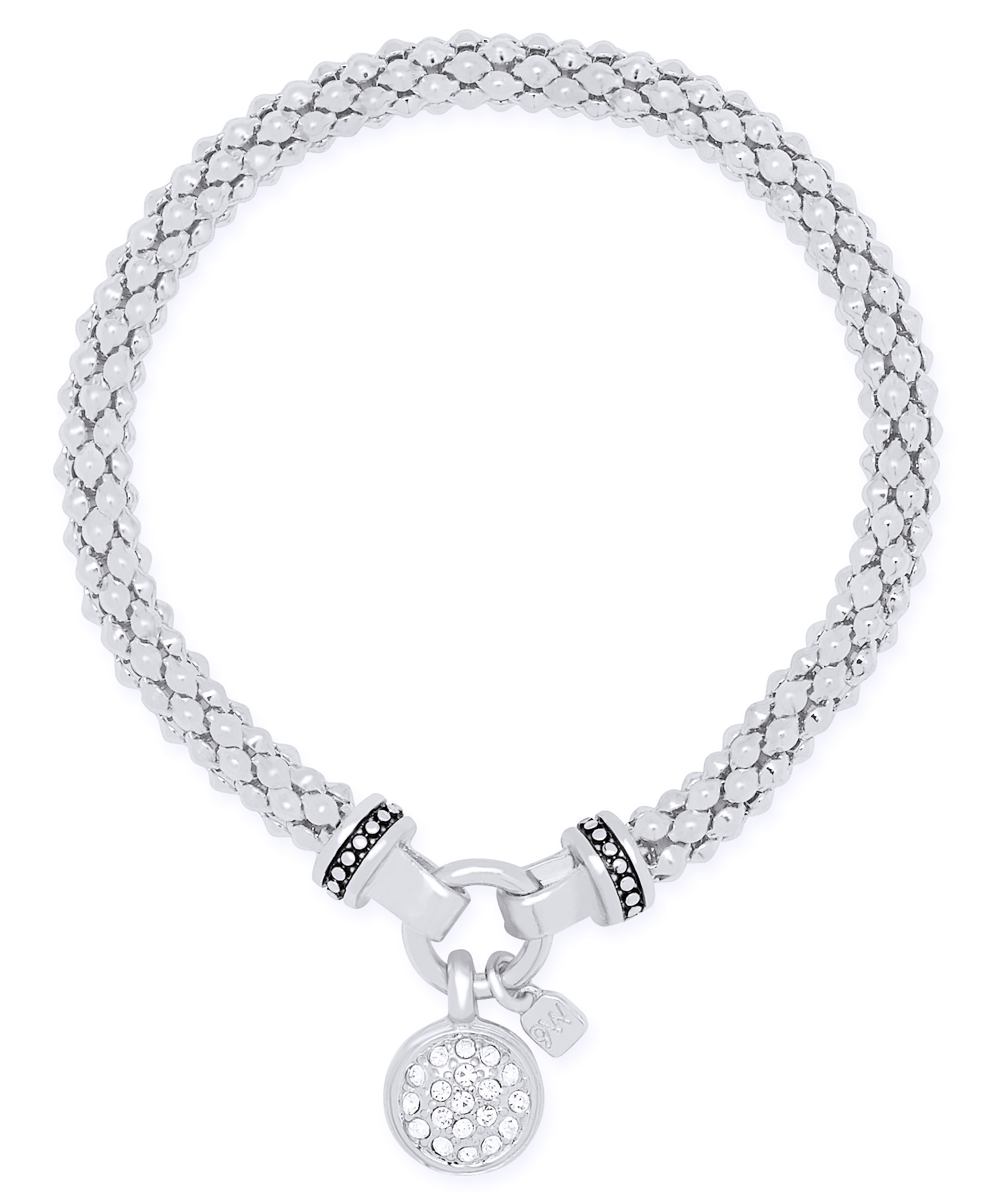 NINE WEST Women's Silvertone Crystal Pave Circle Stretch Bracelet
