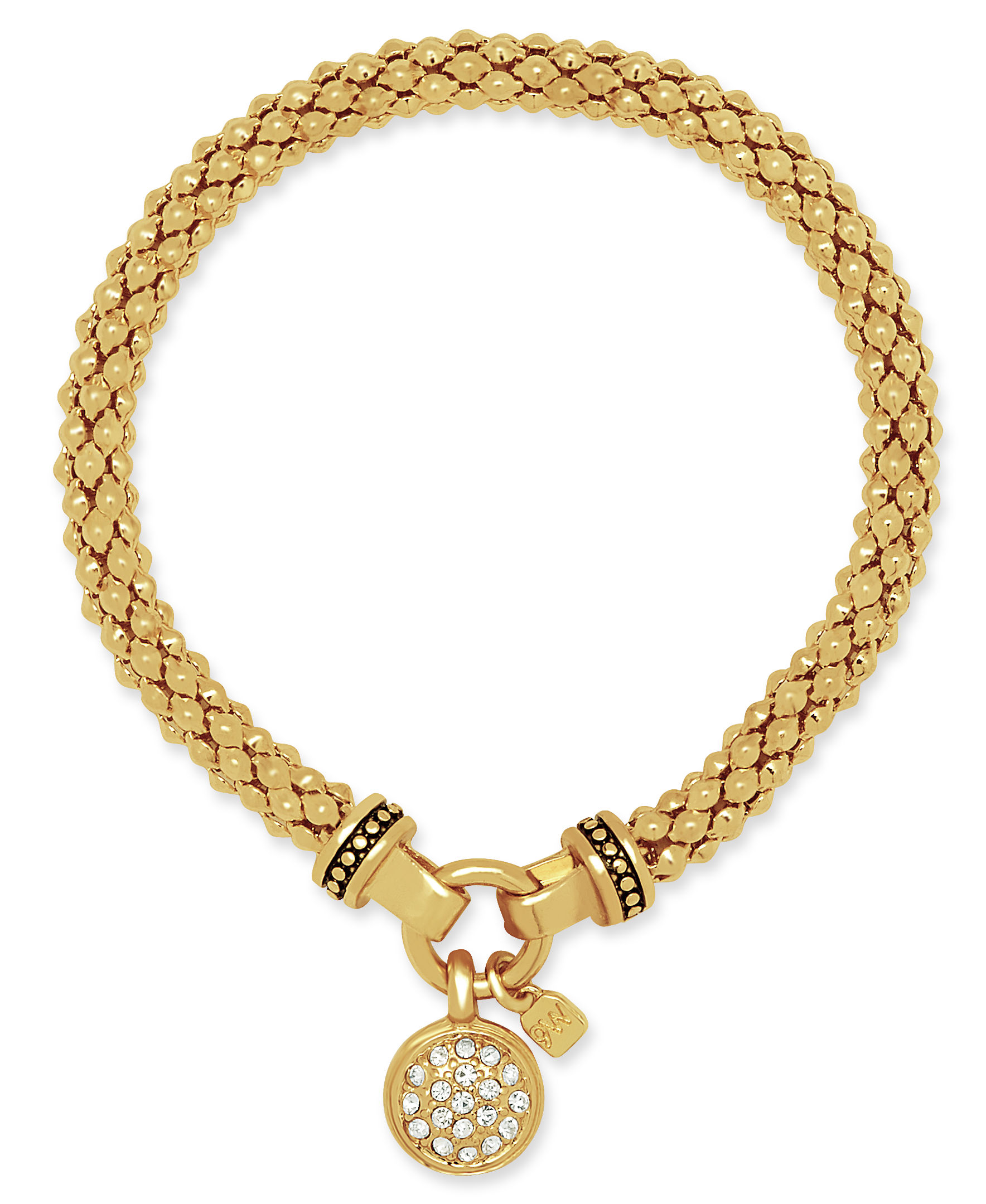 NINE WEST Women's Boxed Bracelet Pave Circle Stretch, Gold/Crystal, Gold