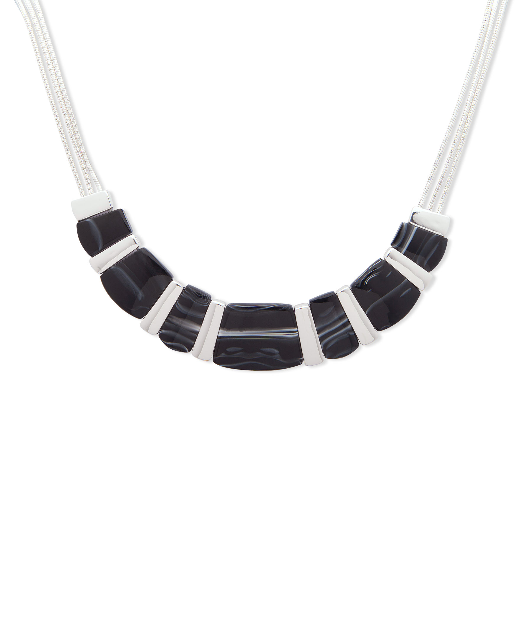 Nine West womens Silver-Tone and Black Agate 16