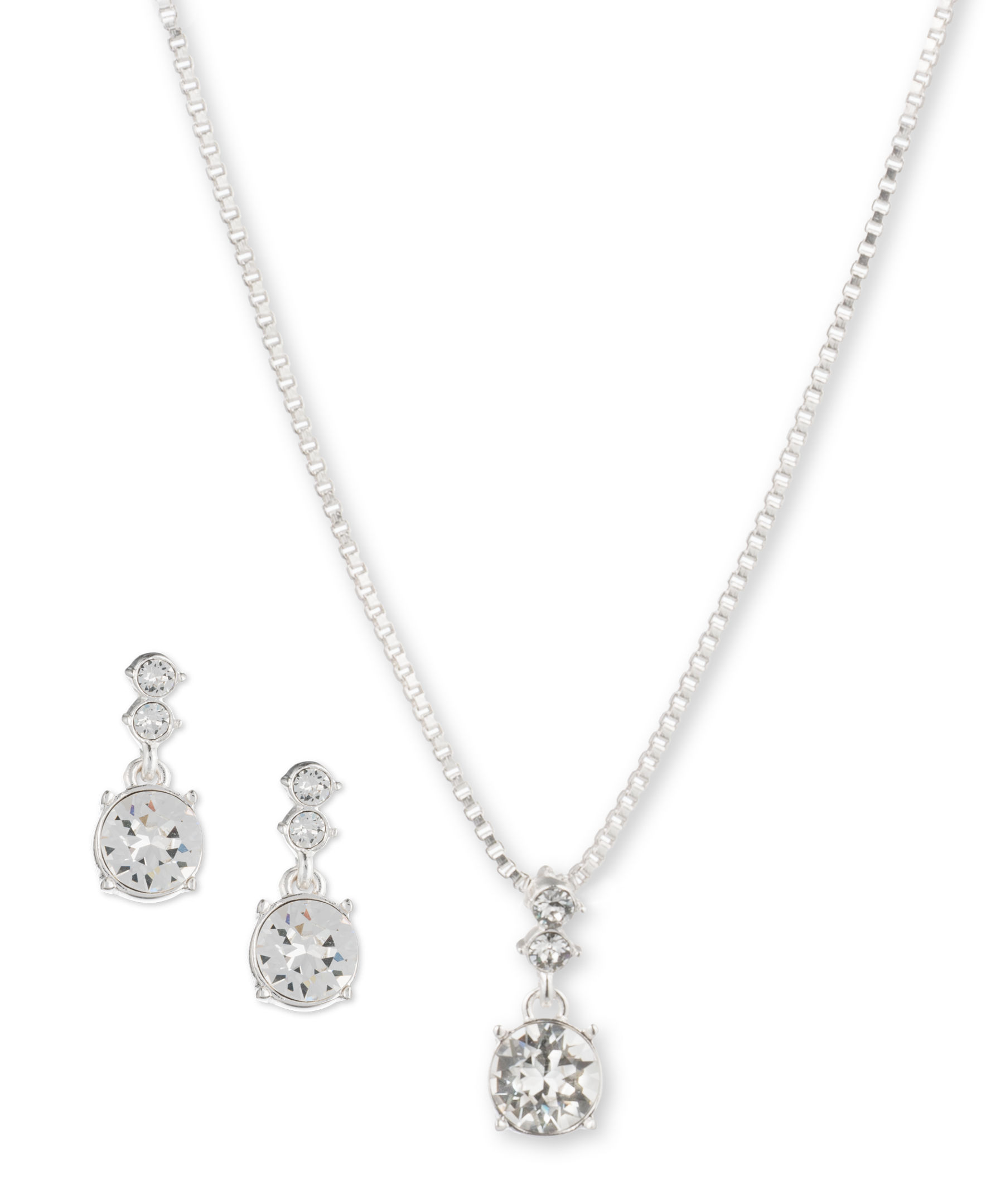 NINE WEST Silver-Tone and Crystal Necklace and Earrings Set