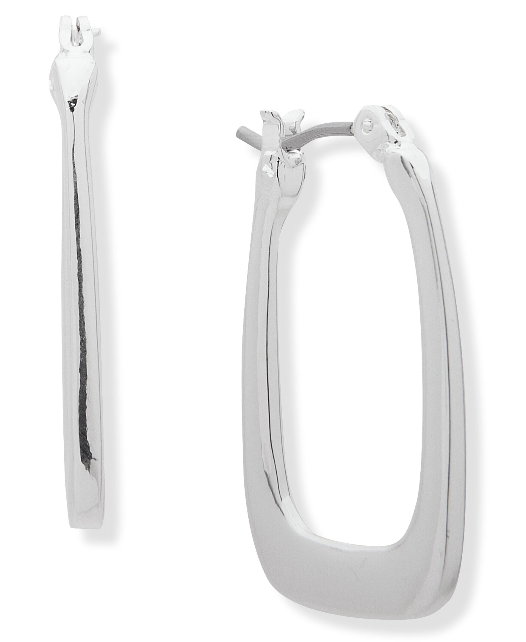 NINE WEST Women's Silvertone Small Geo Hoop Earrings
