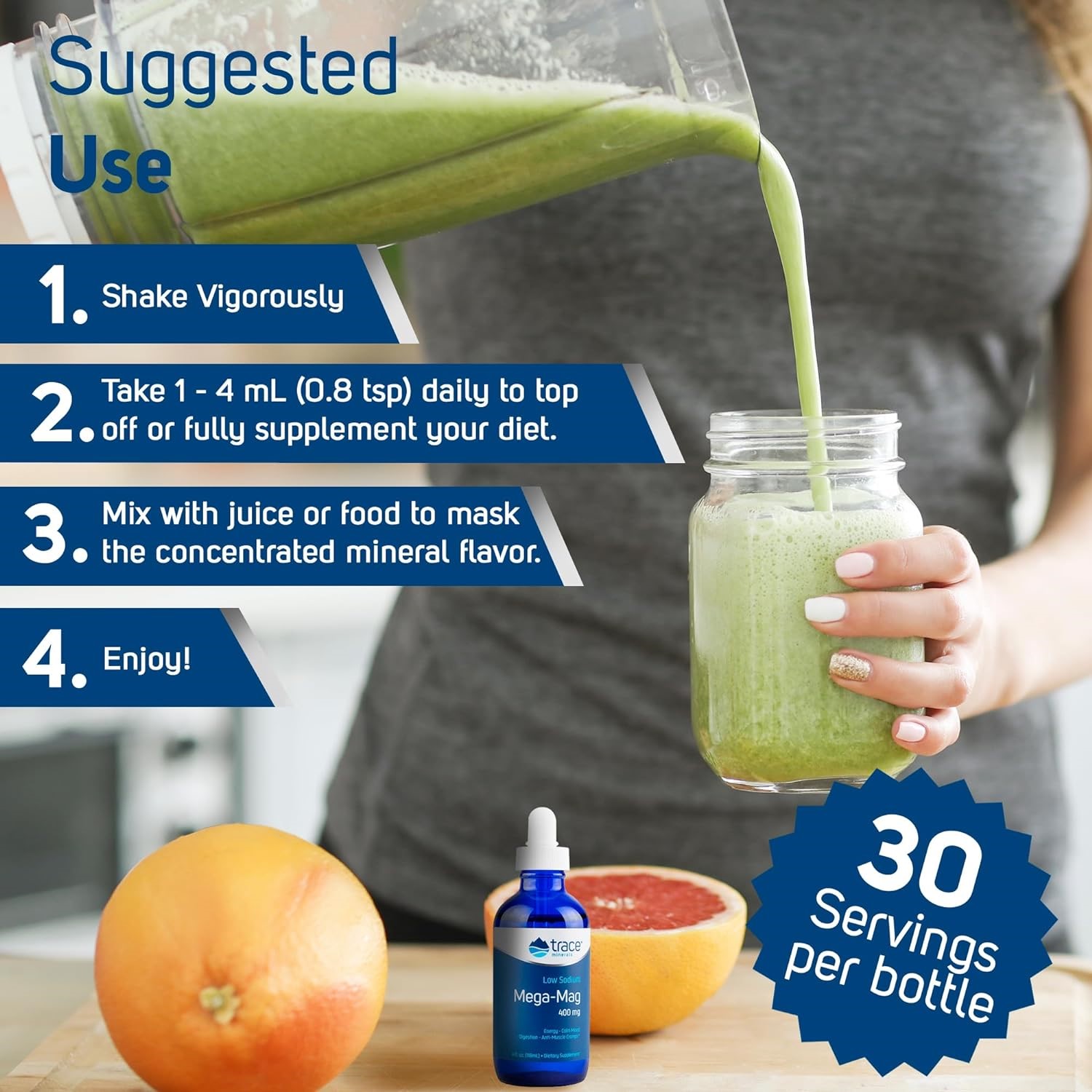 Trace Minerals | Mega-Mag 400 mg Liquid Magnesium Chloride | Supports Normal ... - Picture 4 of 5