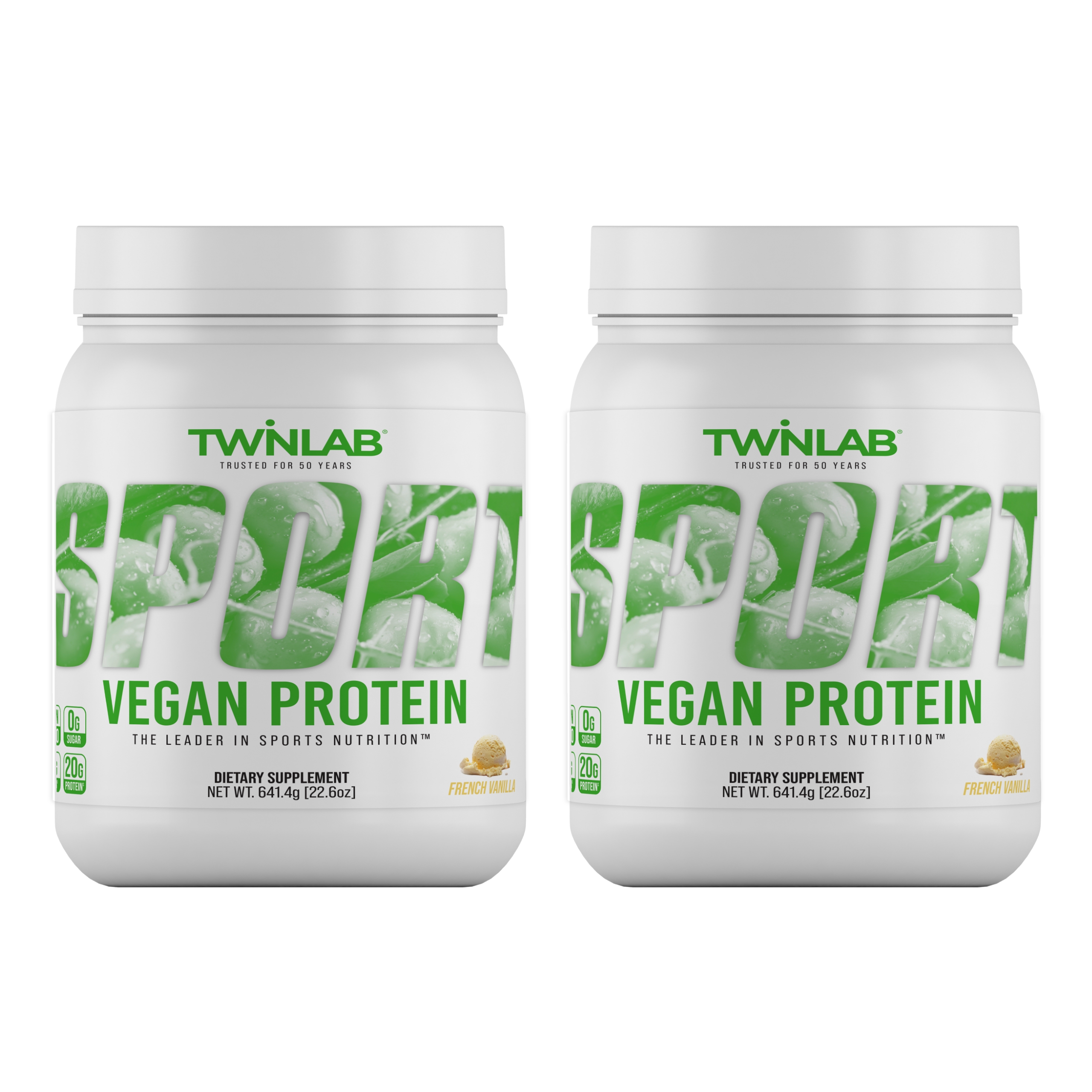 Twinlab SPORT Vegan Protein Powder, Vanilla, 22.60 Oz - 20 Servings (Pack of 2)
